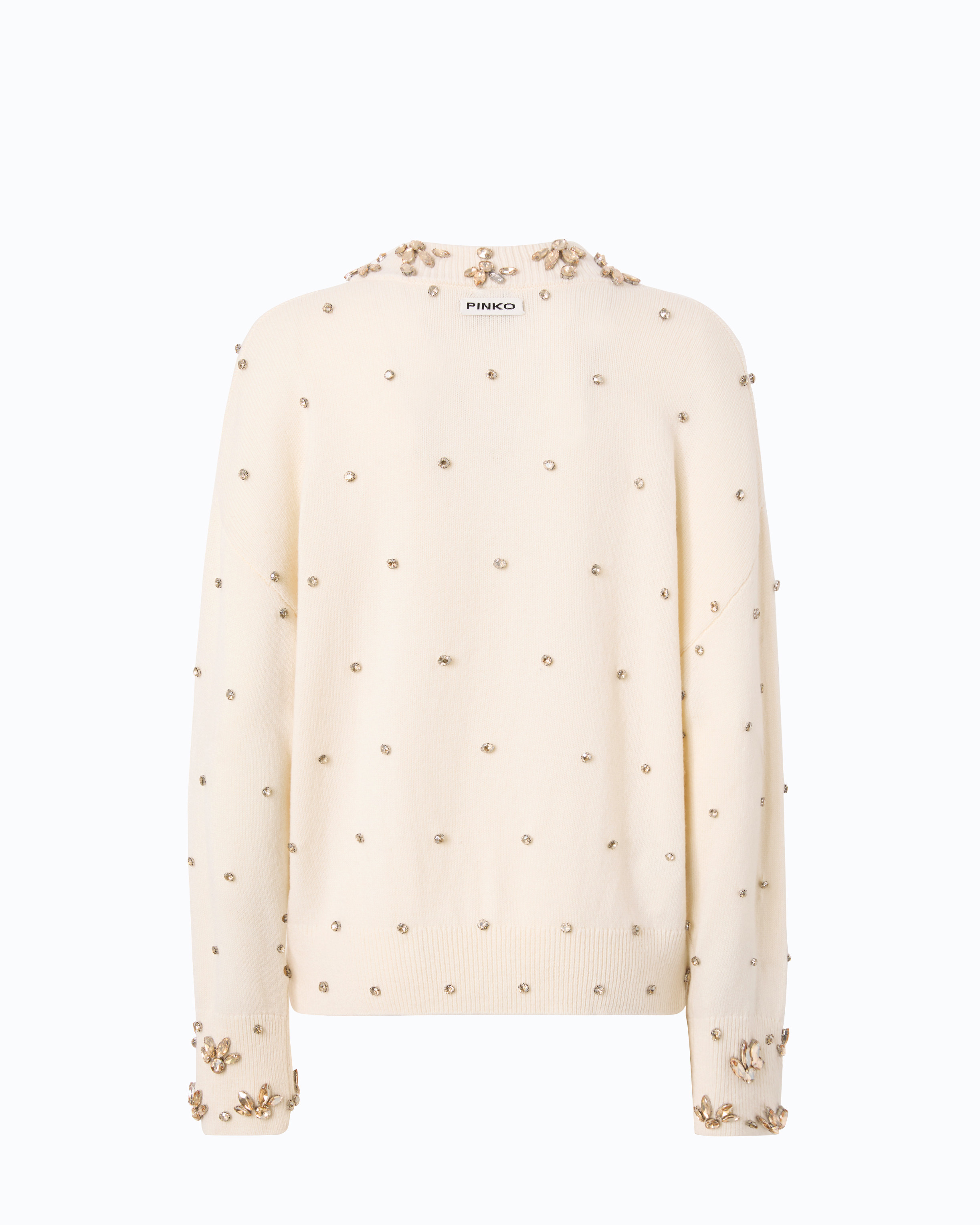 Pull bijou en laine et cachemire PINKO Blanc