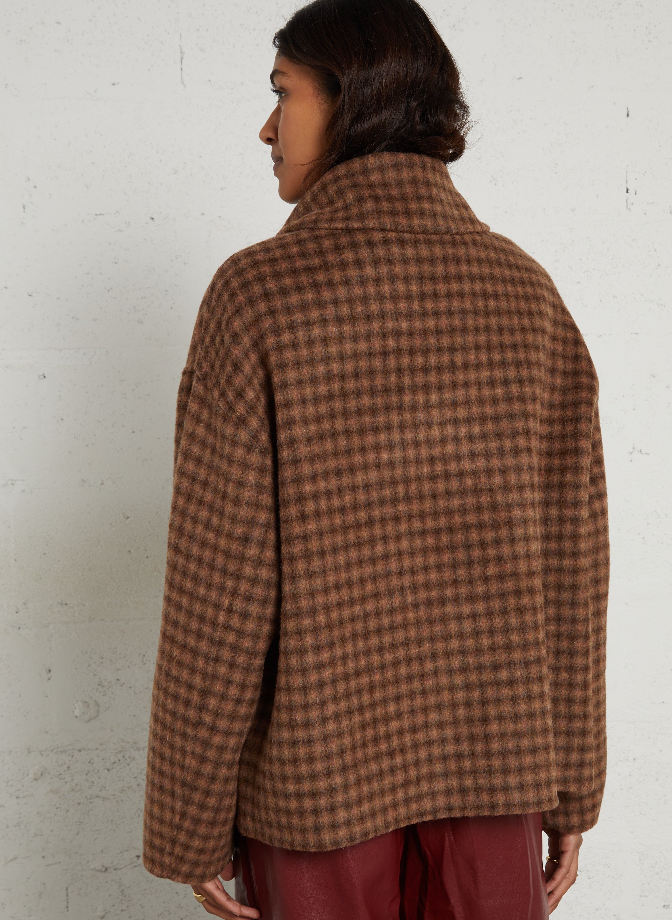 Oversized geruite jas van wolmix SEE U SOON Bruin