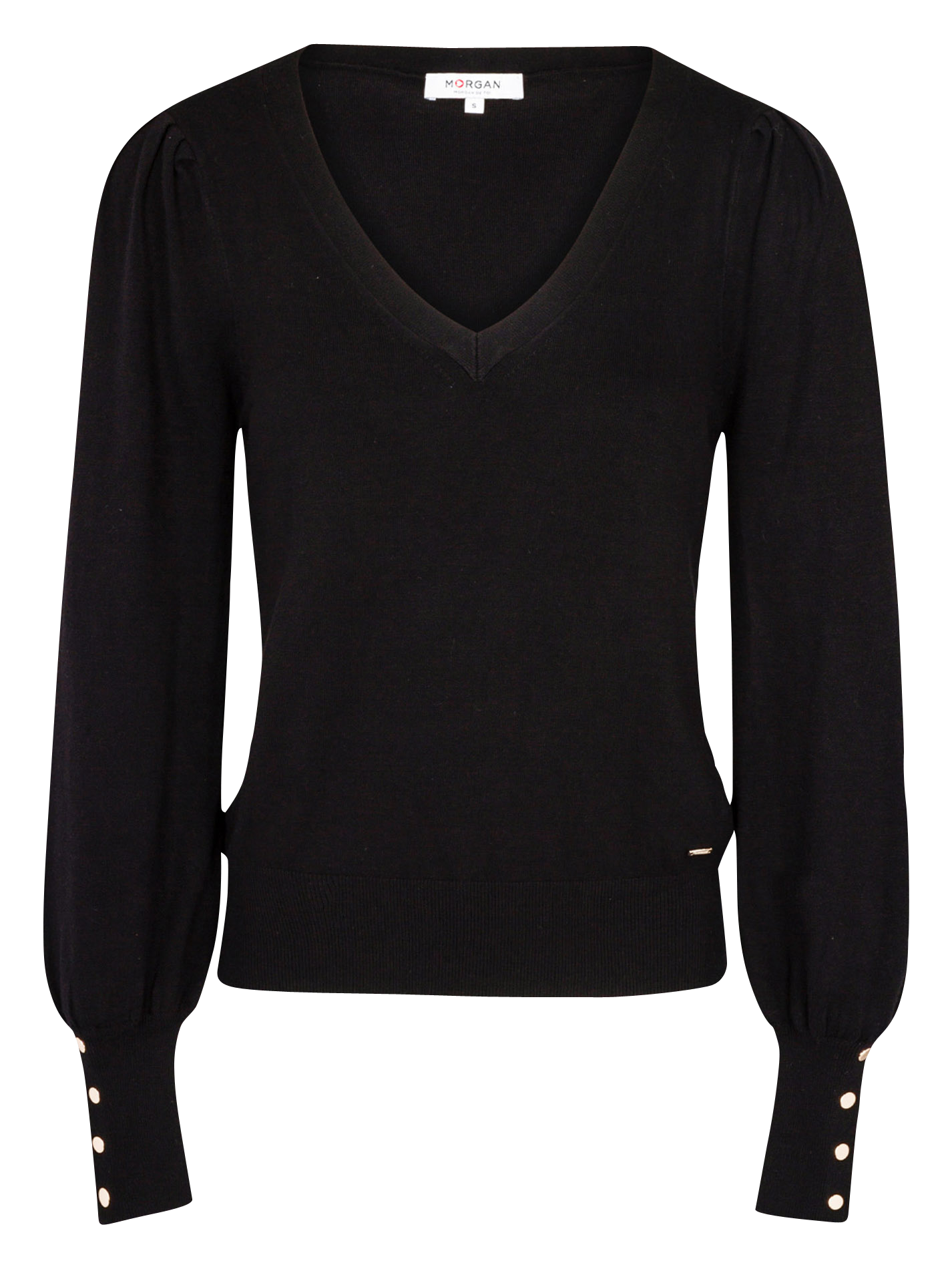 Pull col V en maille mélangée MORGAN Noir