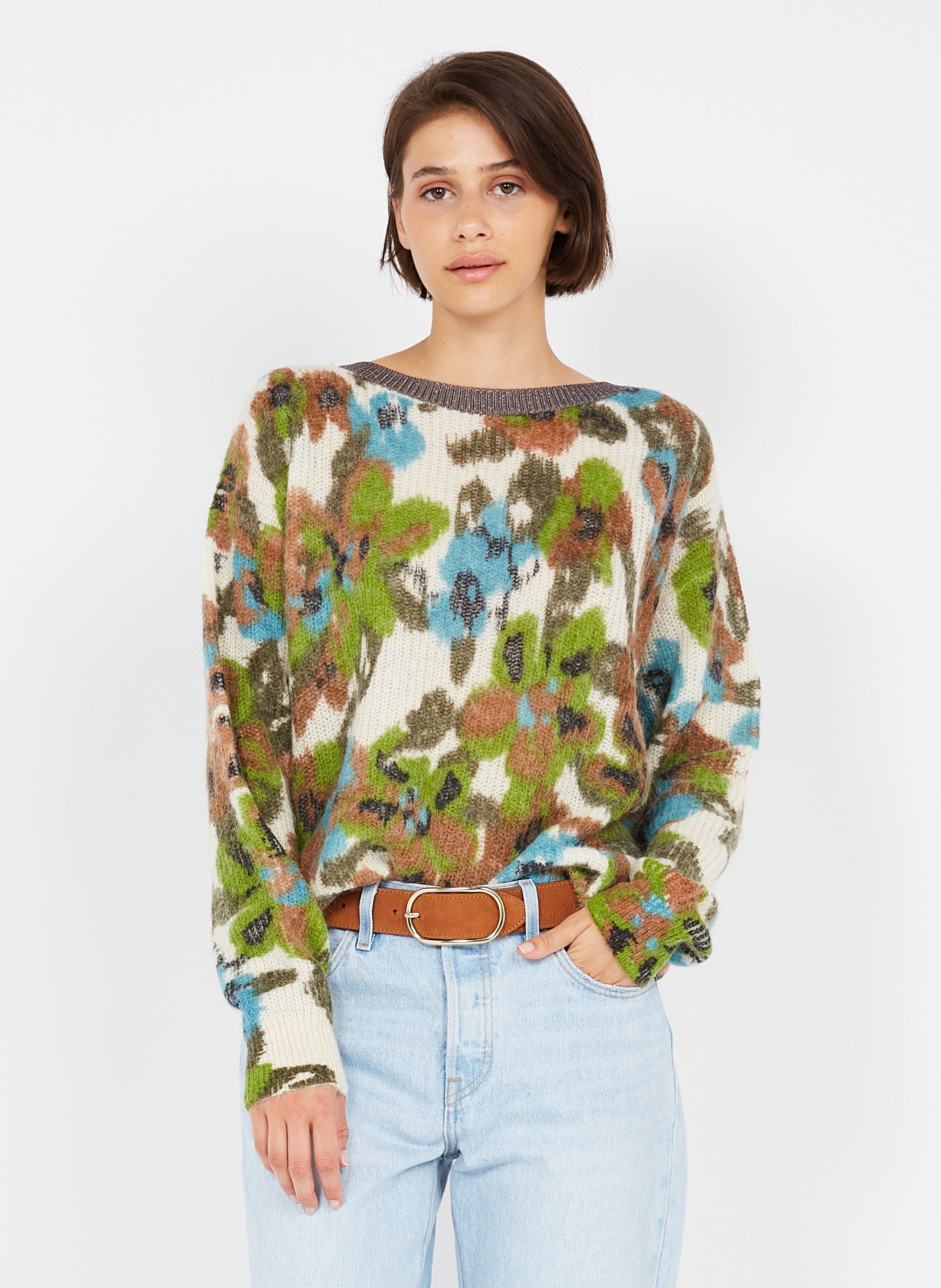 Ceinture en cuir grainé  ONE STEP Marron