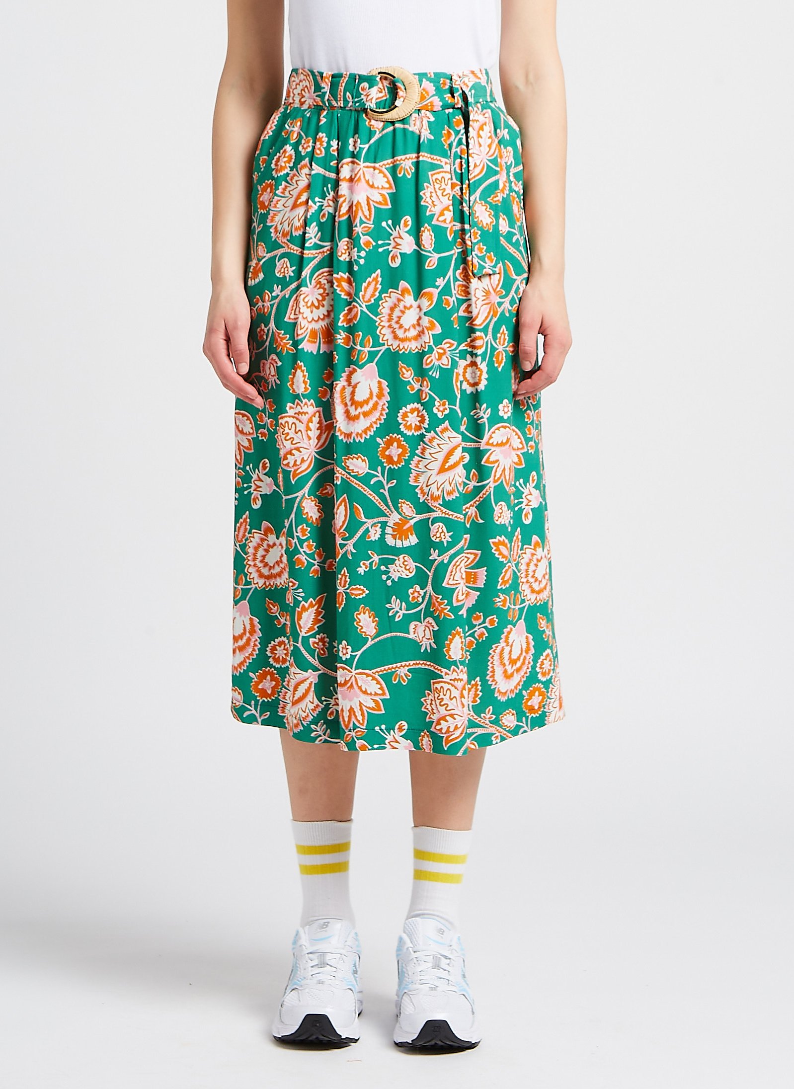 Lange rok met bloemenprint LA PETITE FRANCAISE Groen