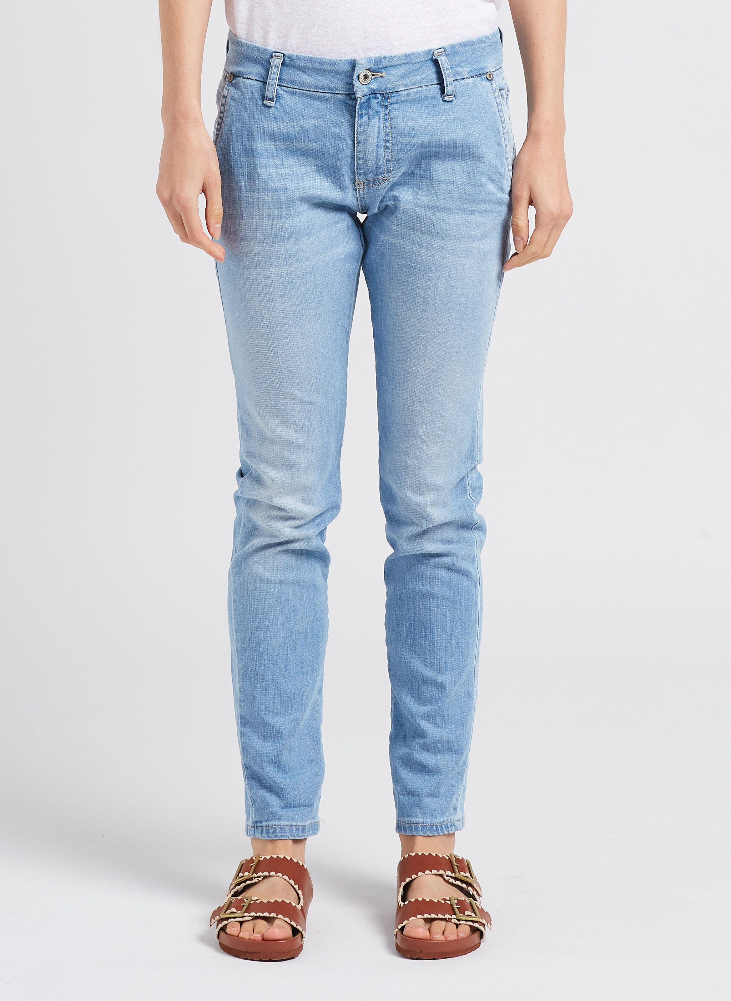 Jean slim taille haute en coton stretch PLEASE Bleu