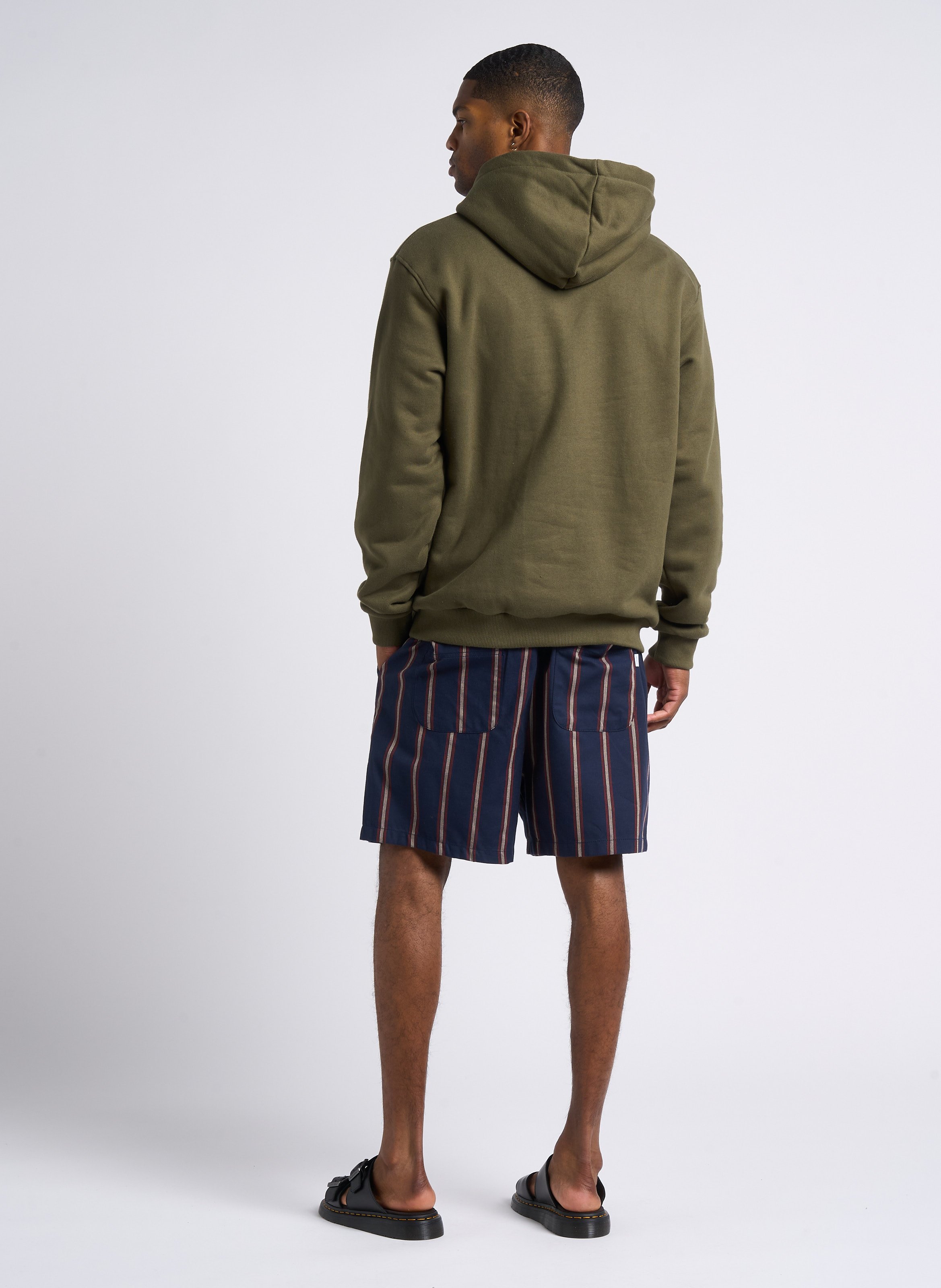 Striped straight-leg cotton shorts LES DEUX Blue