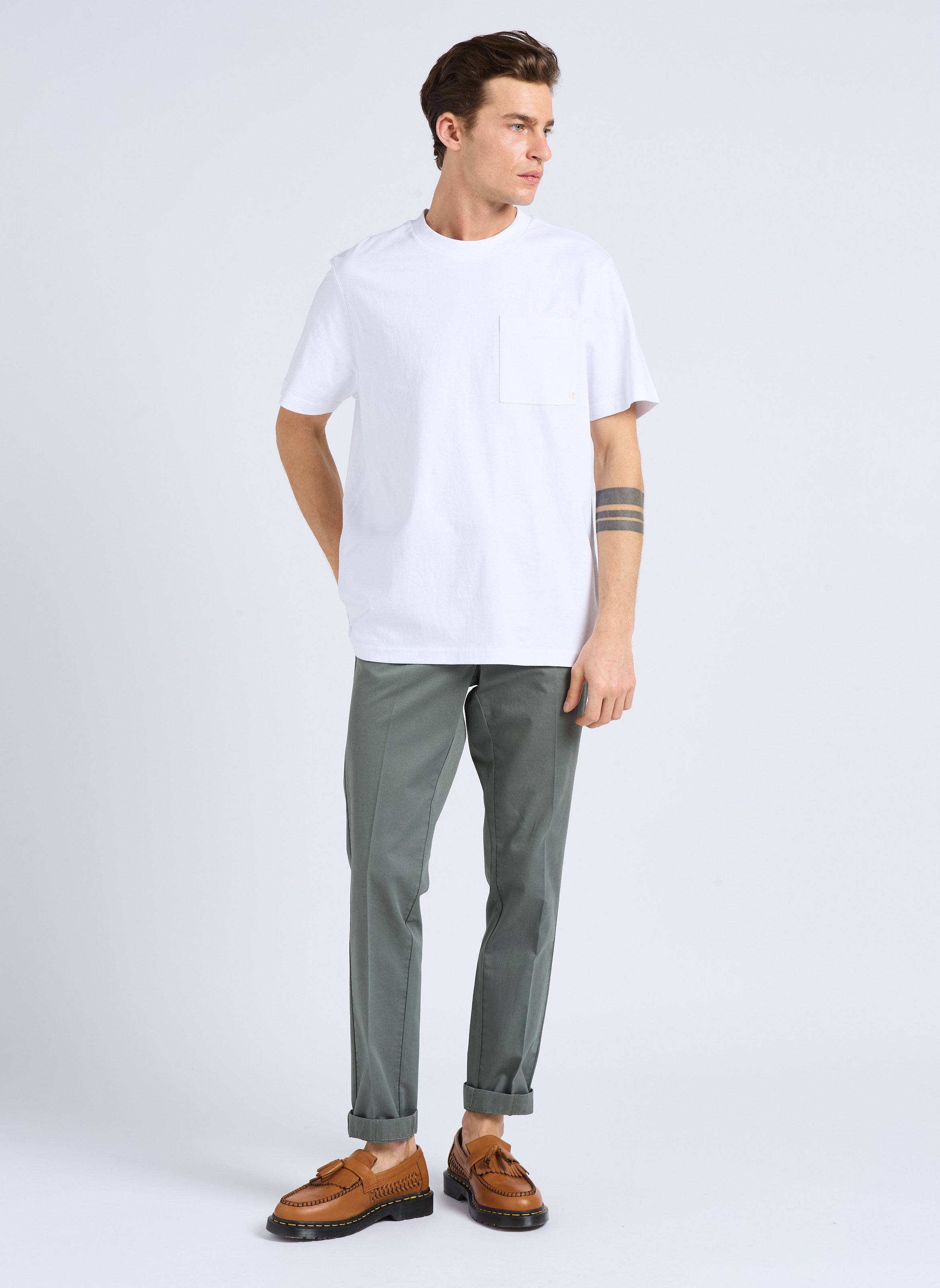 Tee-shirt col rond en coton bio  FARAH Blanc