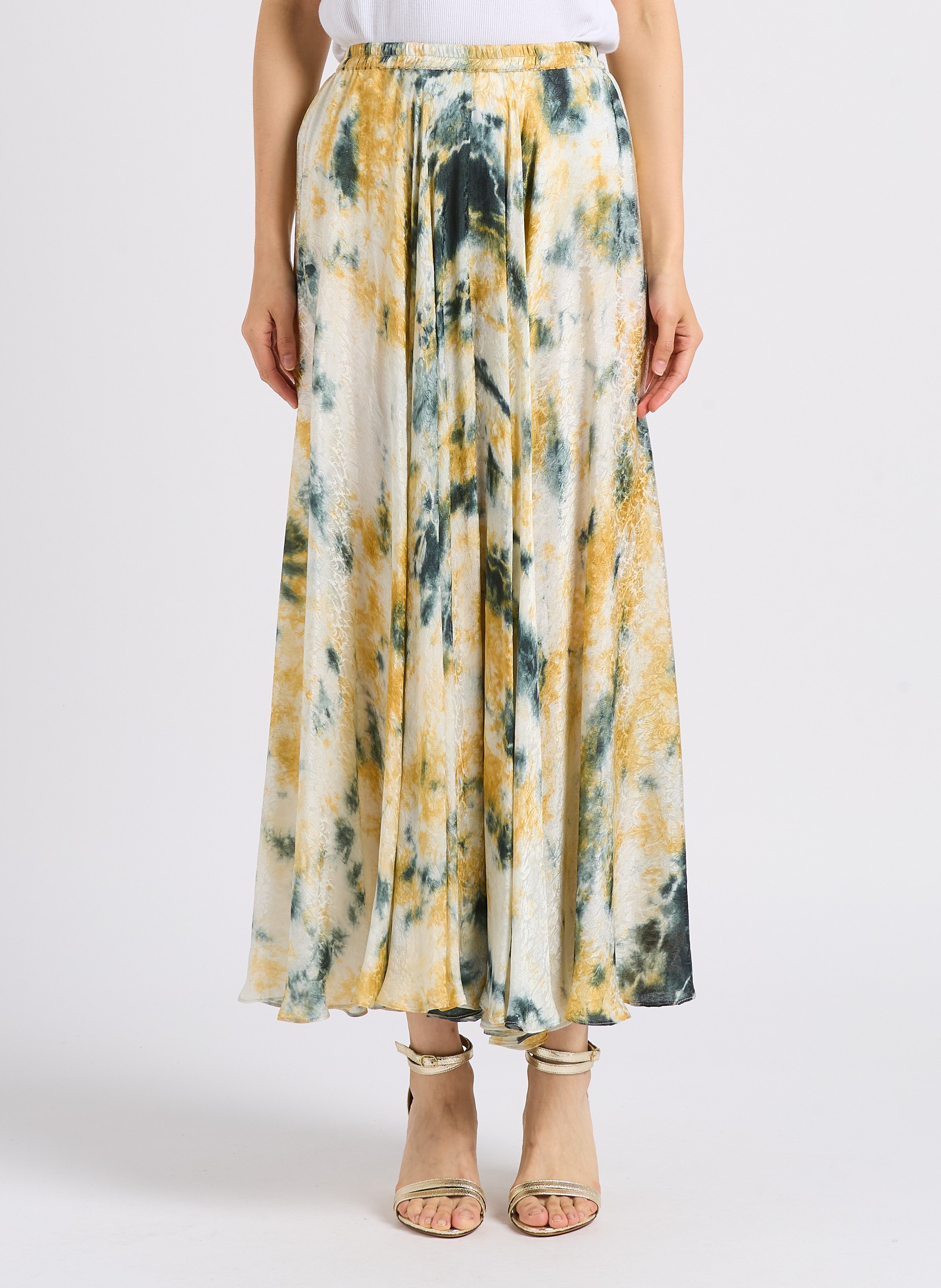 Jupe midi évasée en jacquard imprimé MES DEMOISELLES Multicolore