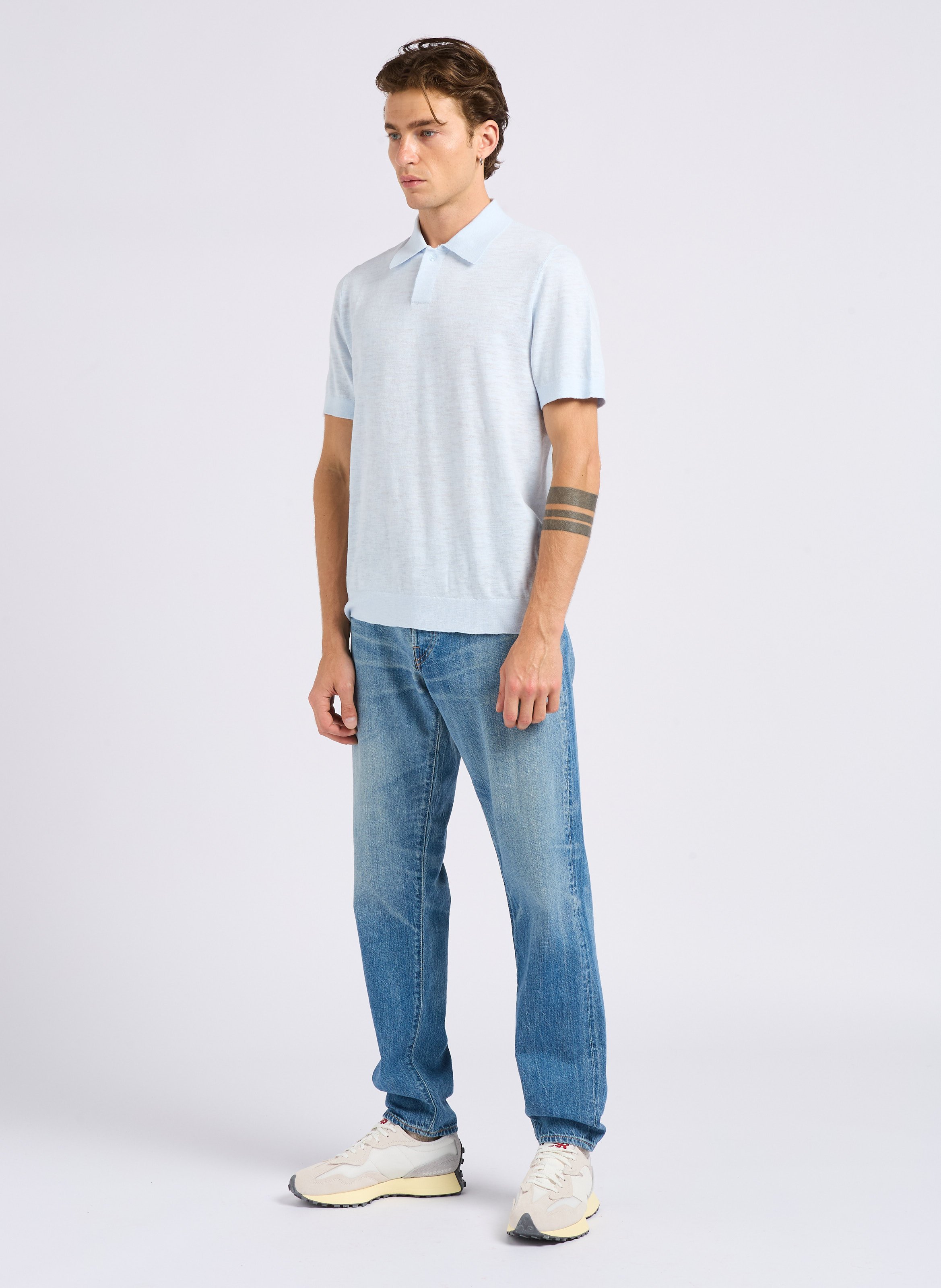 Polo manches courtes en coton mélangé IKKS Bleu