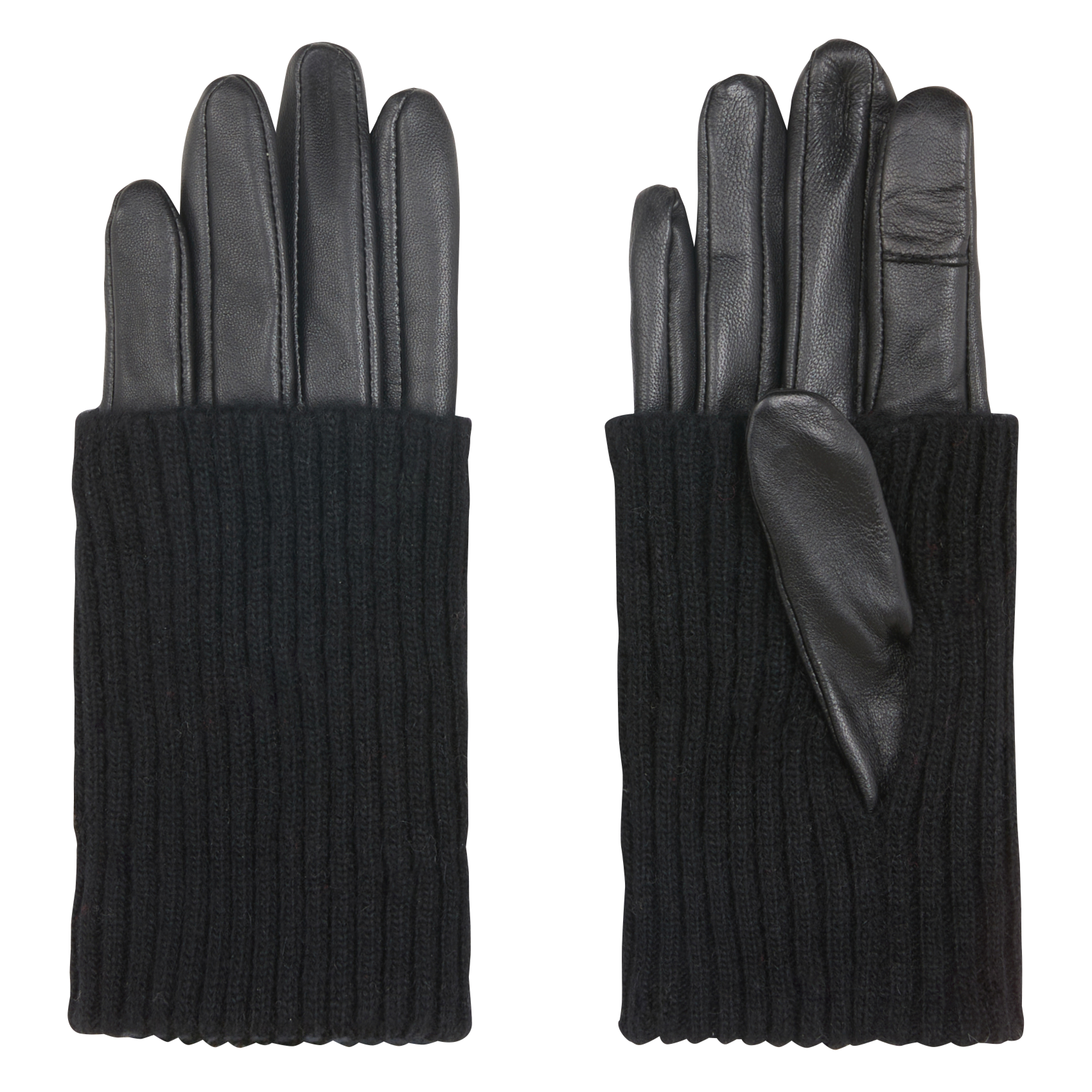 Handschuhe aus Leder und Wolle LA FEE MARABOUTEE Schwarz
