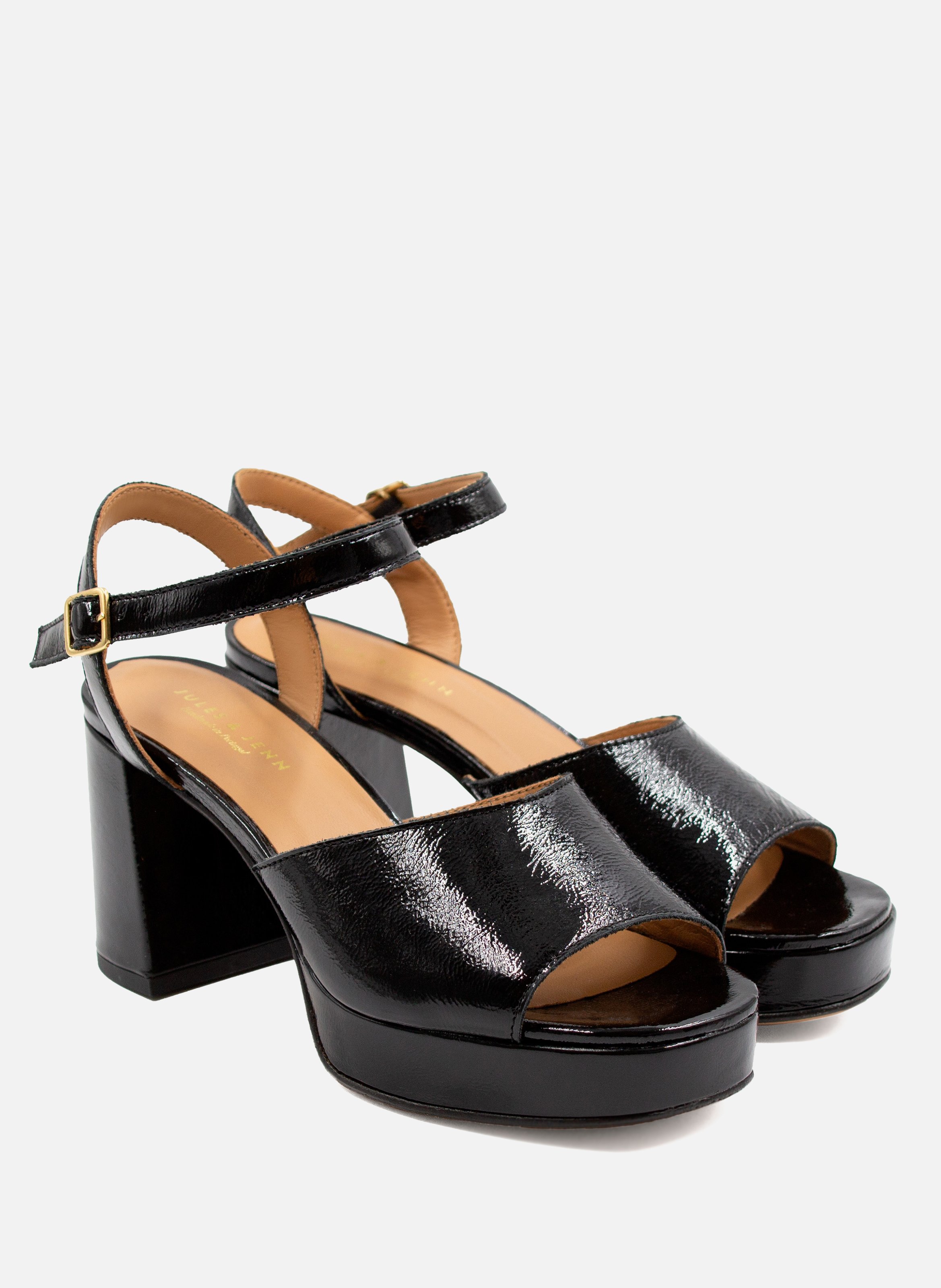 Patent leather platform sandals JULES & JENN Black