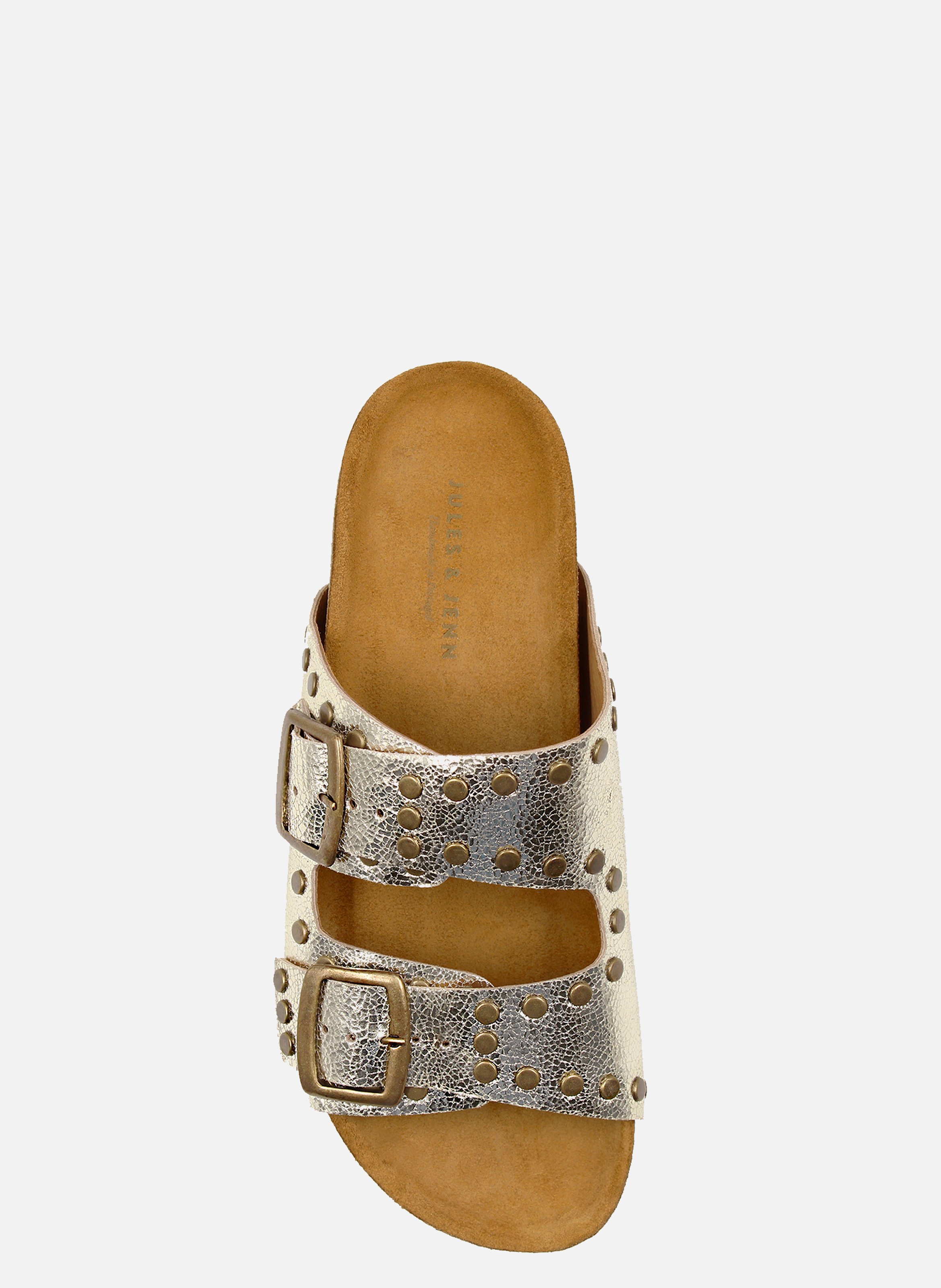 Metallic leather cork Mules with studs JULES & JENN Golden