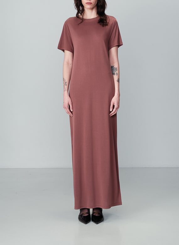 Robe longue manches courtes  GRACE ET MILA Marron