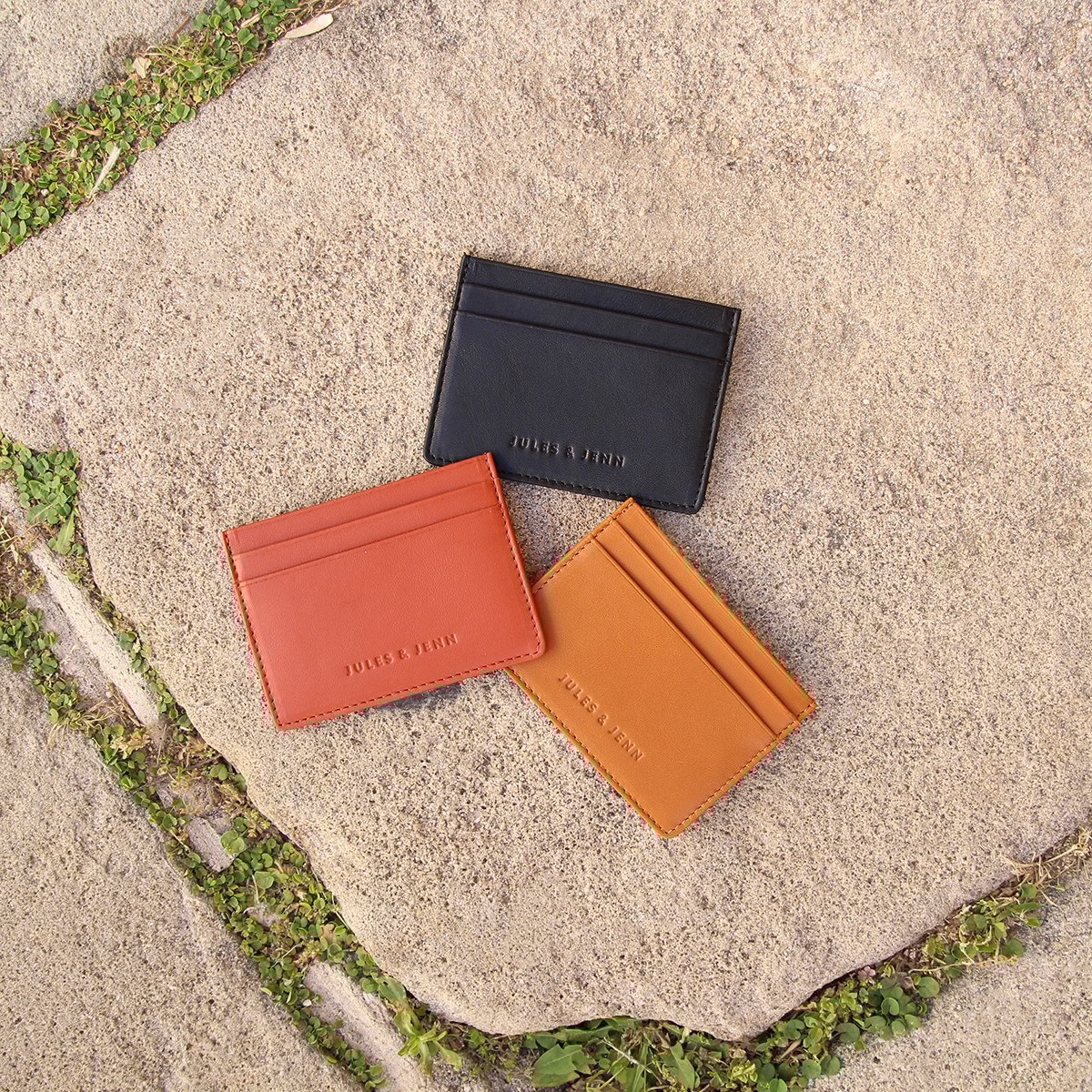 Leather card-holder JULES & JENN Brown