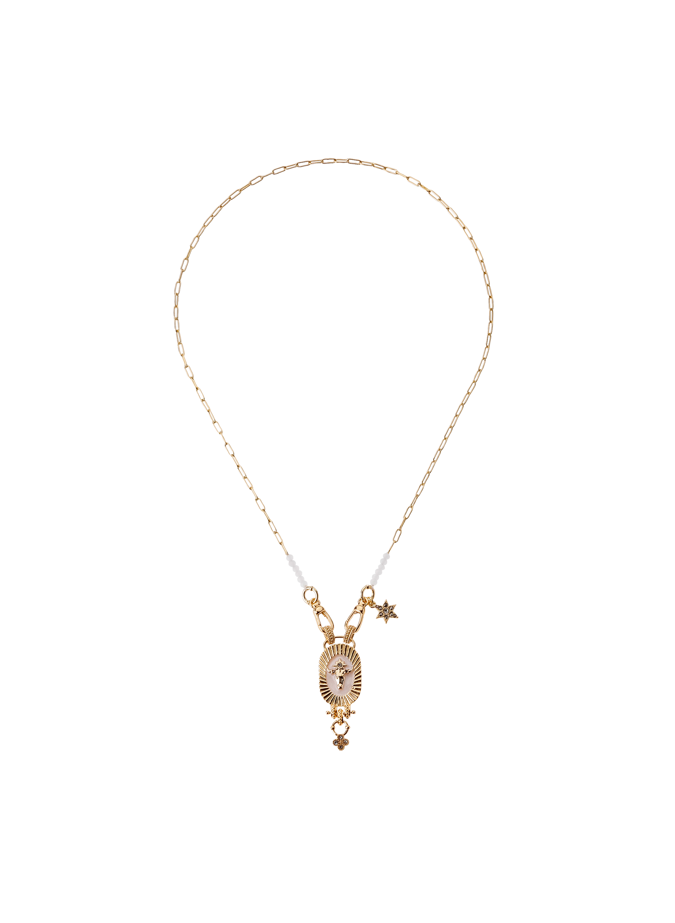 Chain necklace with brass pendant HIPANEMA White
