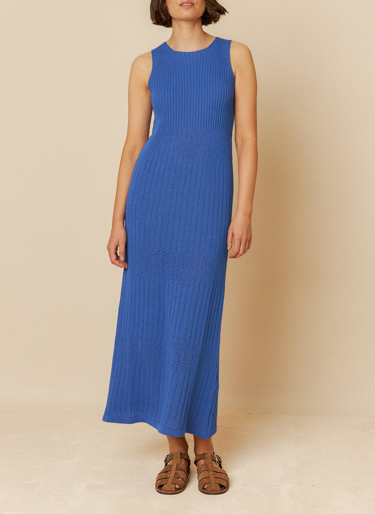 Long sleeveless cotton blend dress INDI & COLD Blue