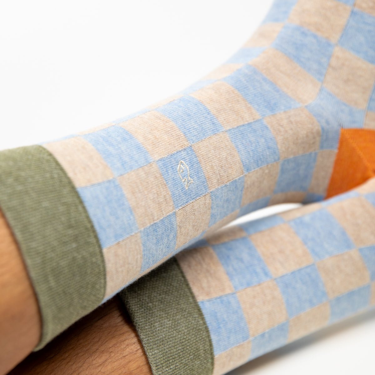 Chaussettes en coton peigné carreaux BILLYBELT Bleu