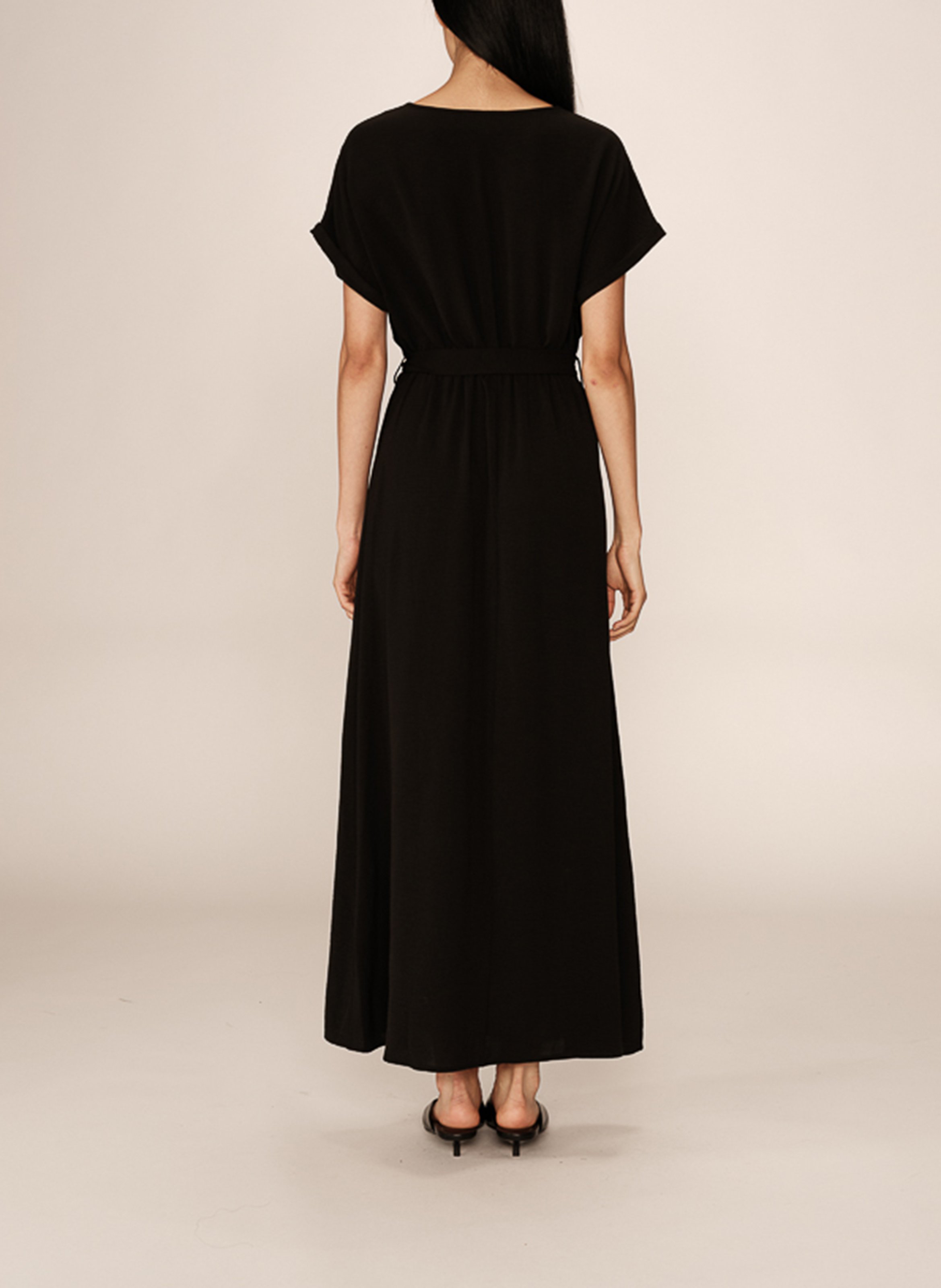 Robe longue fluide ceinturée GRACE ET MILA Noir