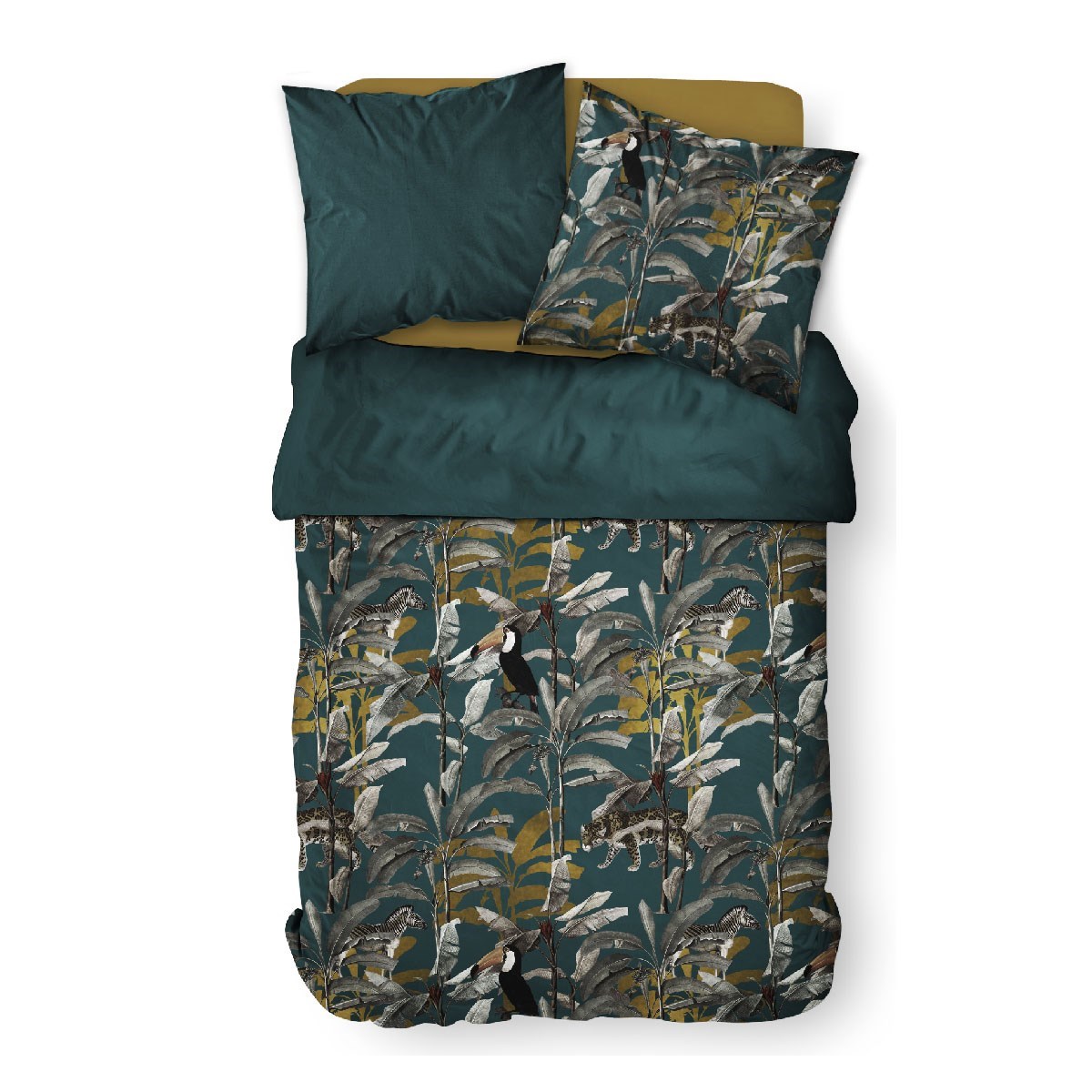 Jungle print cotton bedding set TODAY LINGE DE MAISON Blue