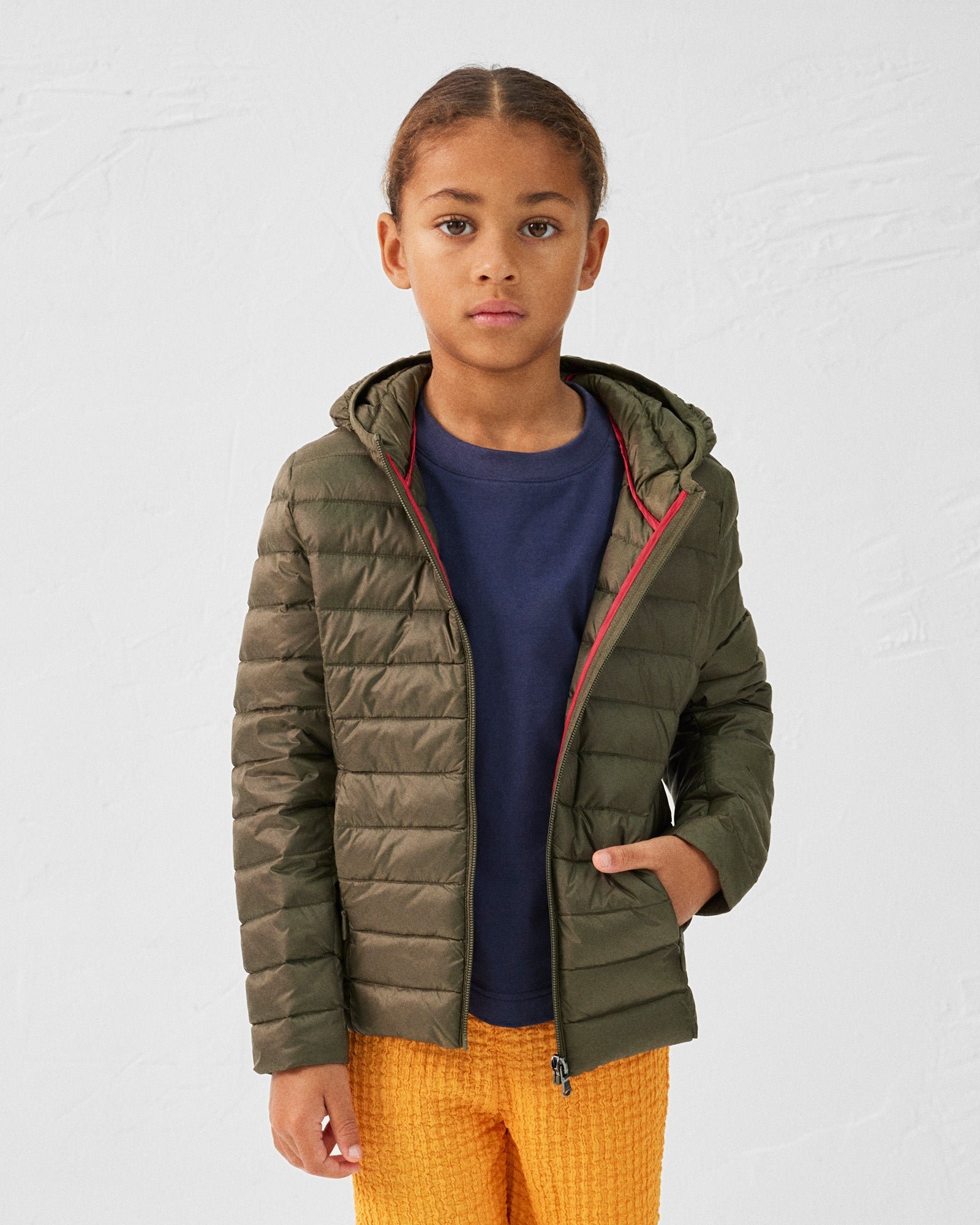 Carla lightweight hooded children's down jacket JOTT Green