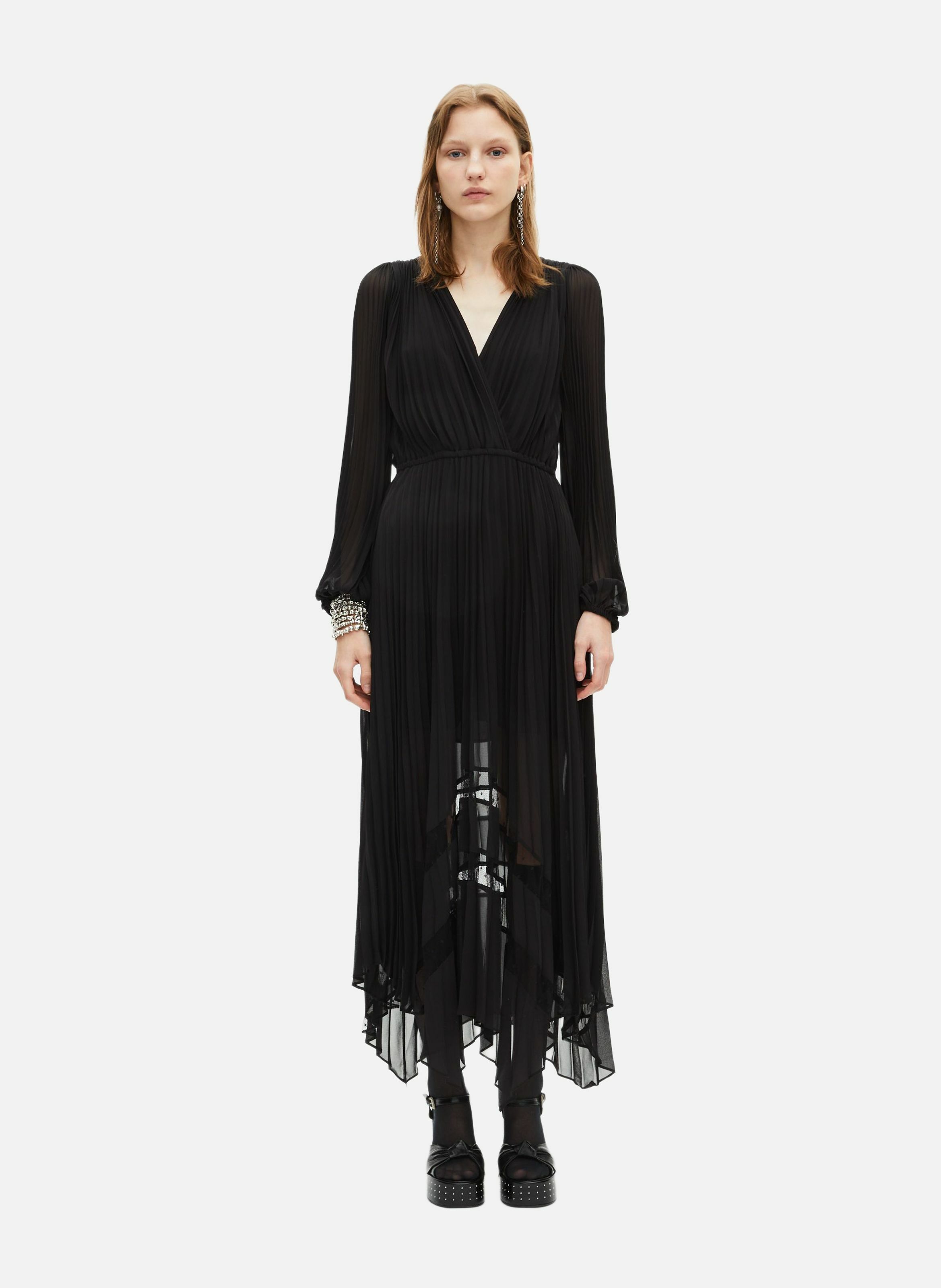 Long fluid dress with lace detail THE KOOPLES Black