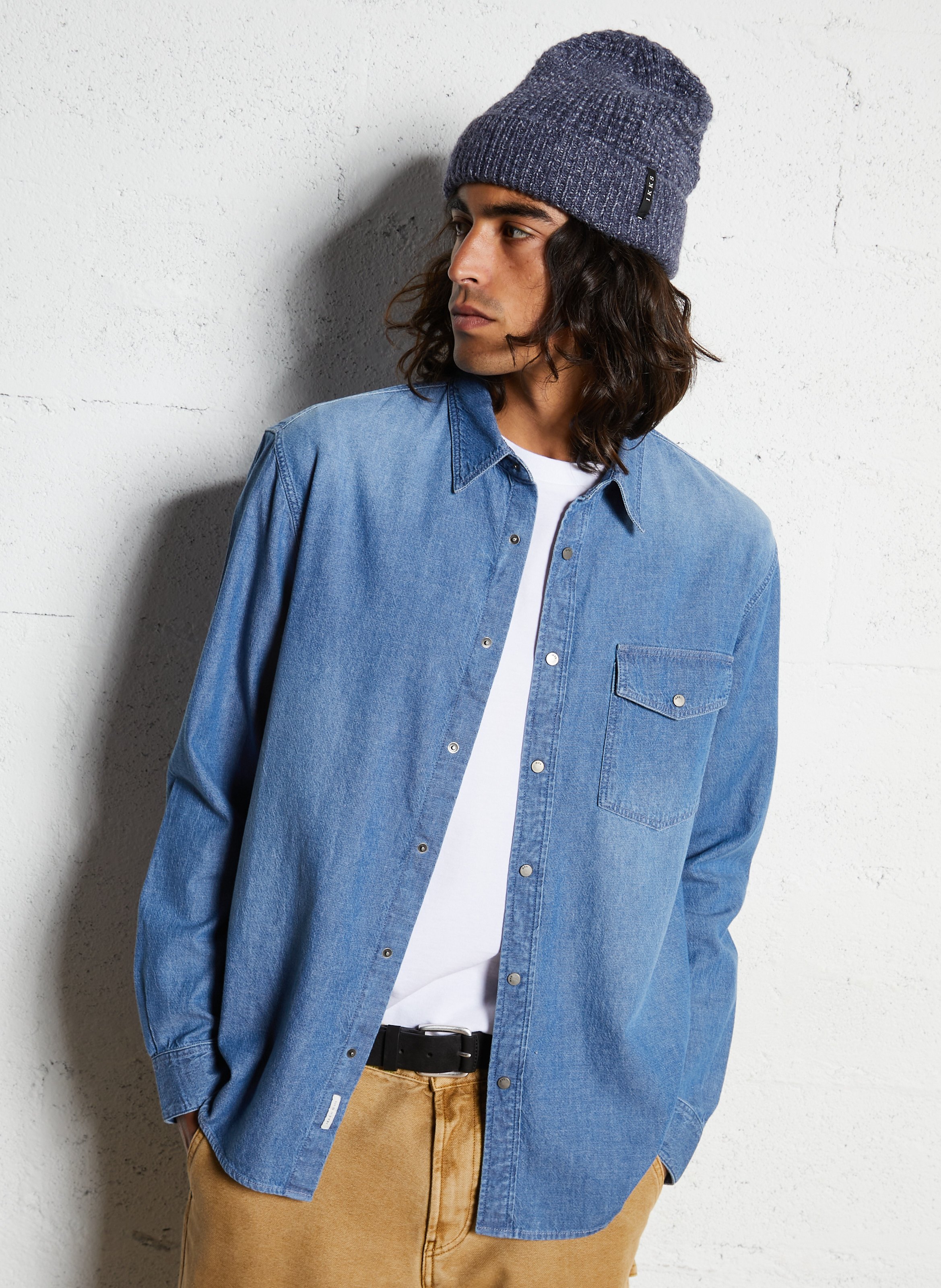 Gerade geschnittenes Jeanshemd mit Knopfleiste IKKS Blau