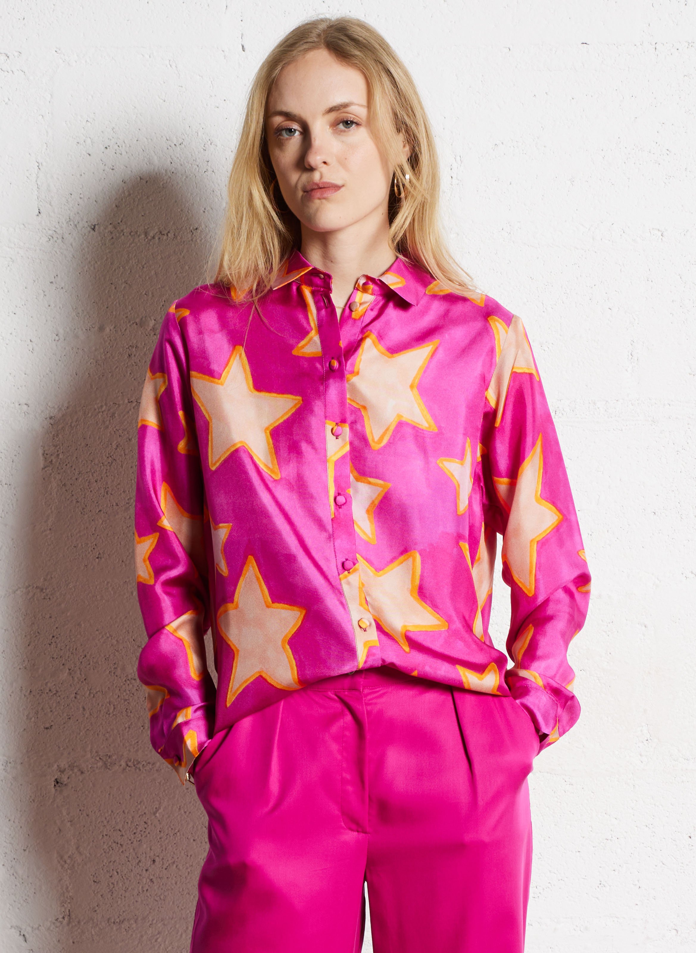 Chemise droite en soie ELISE CHALMIN Rose