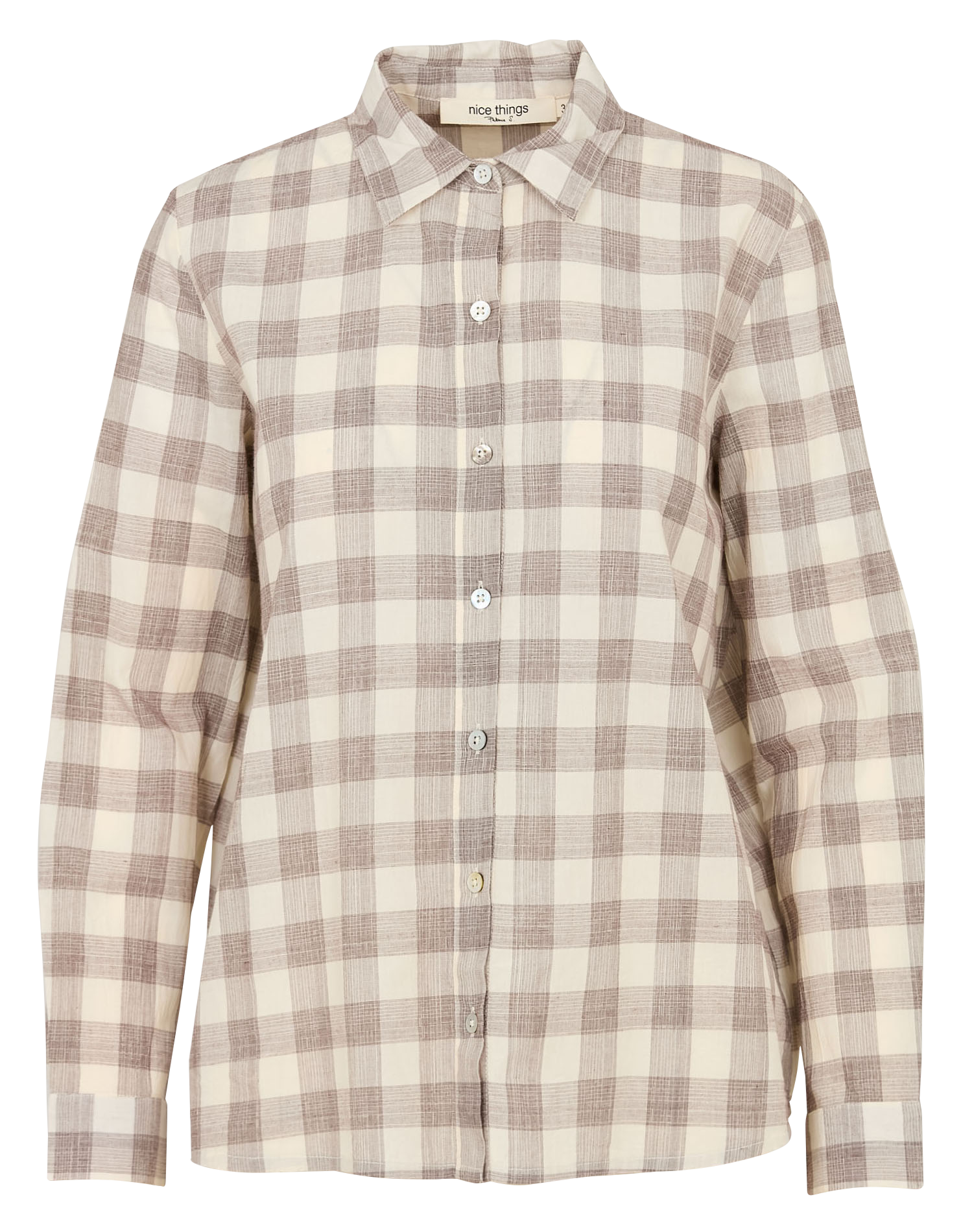 Chemise droite à carreaux en coton NICE THINGS Marron