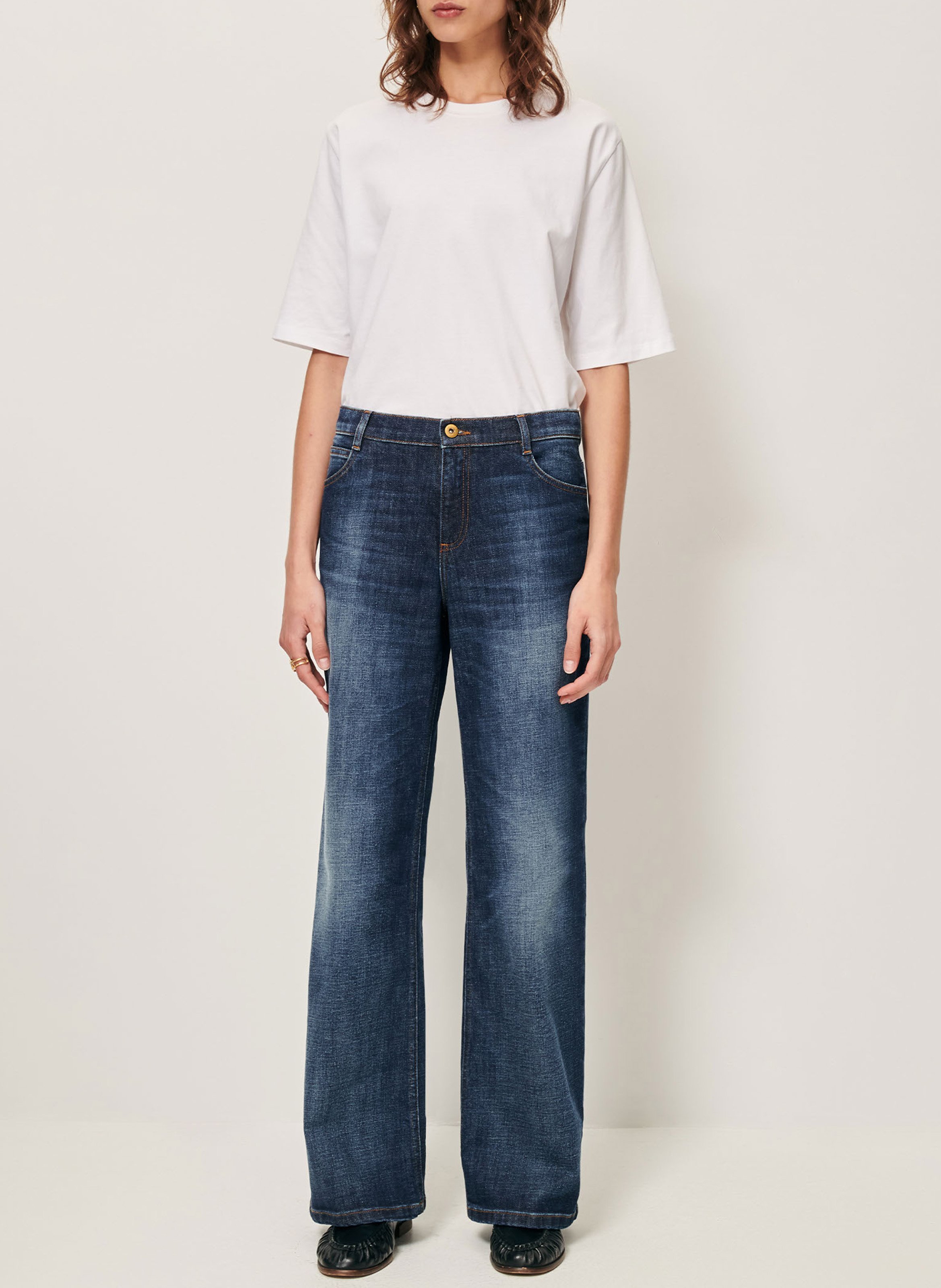 Cotton-blend wide-leg jeans SESSUN Blue
