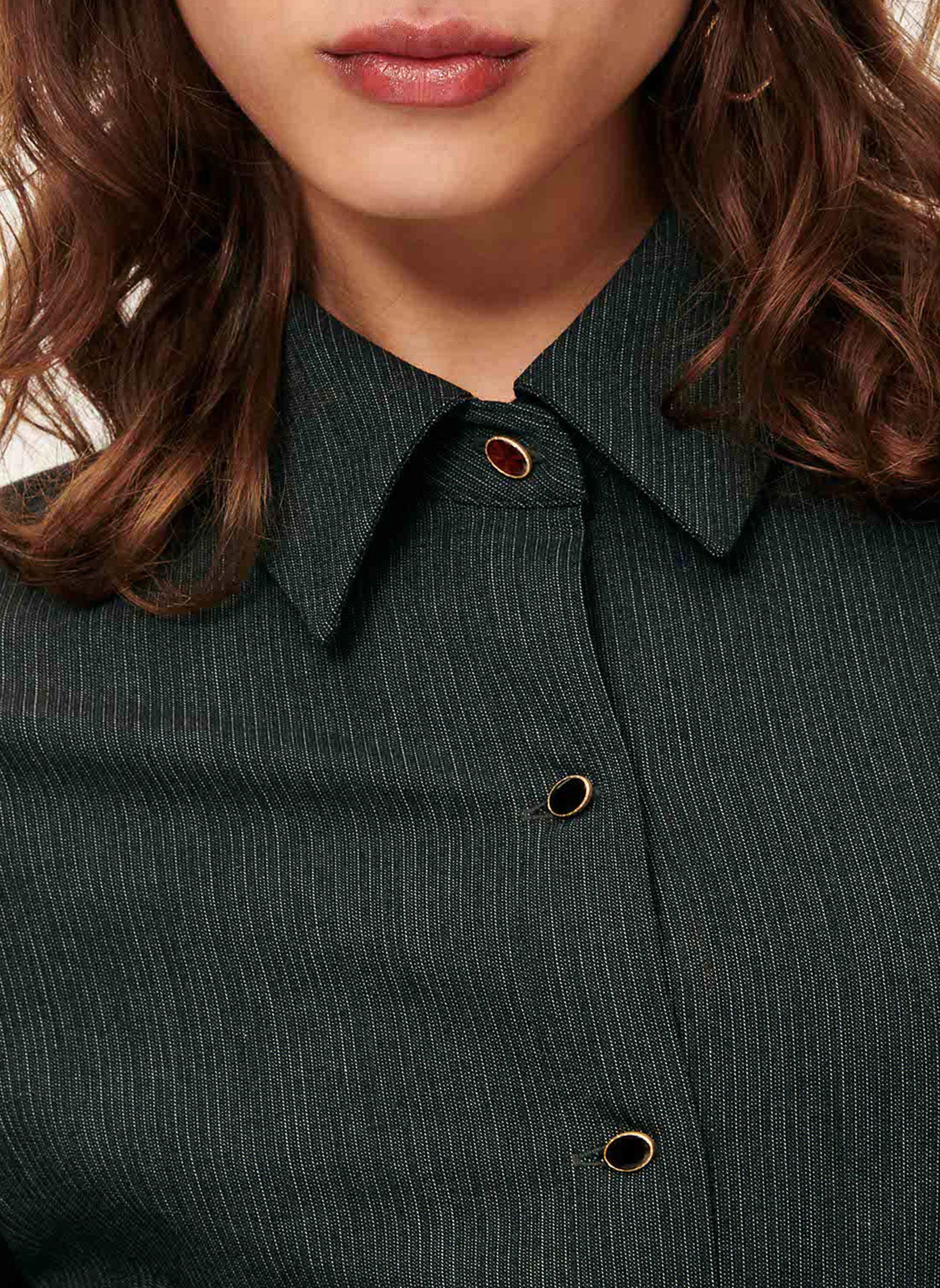 Fitted midi dress with fine stripes SESSUN Grey