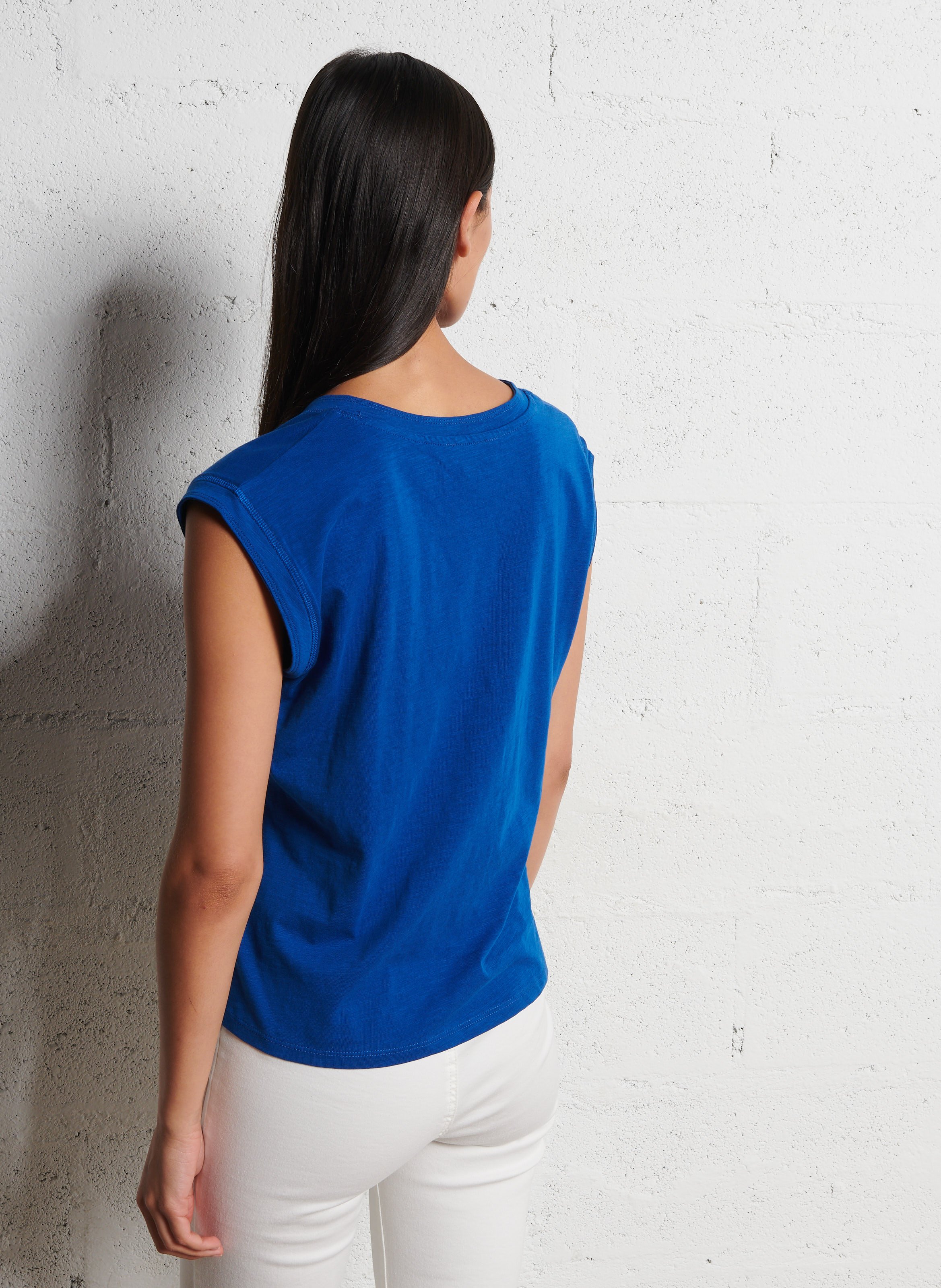 Katoenen T-shirt met V-hals MAISON 123 Blauw