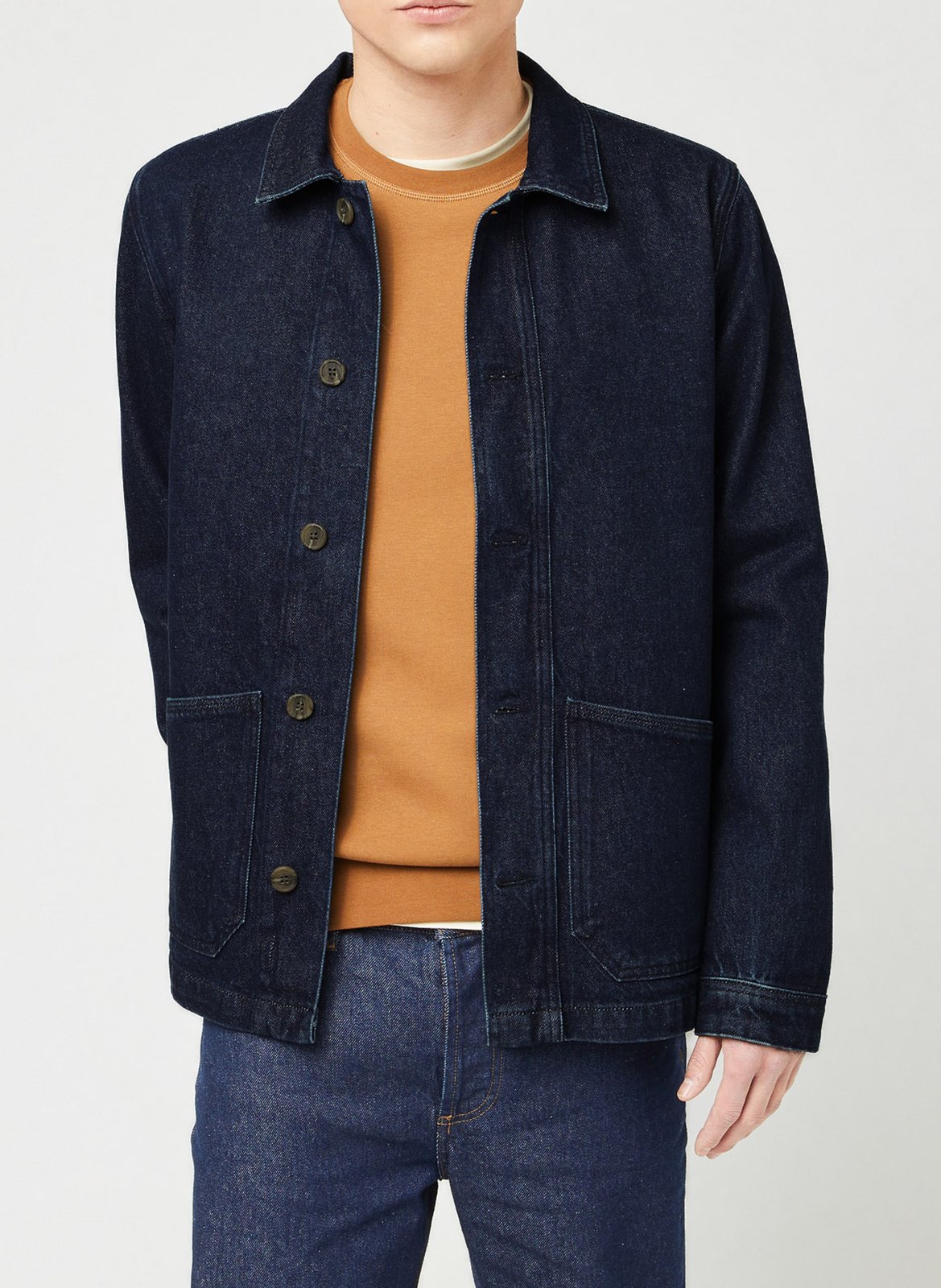 Shirt with classic collar in blended cotton denim FAGUO Raw denim