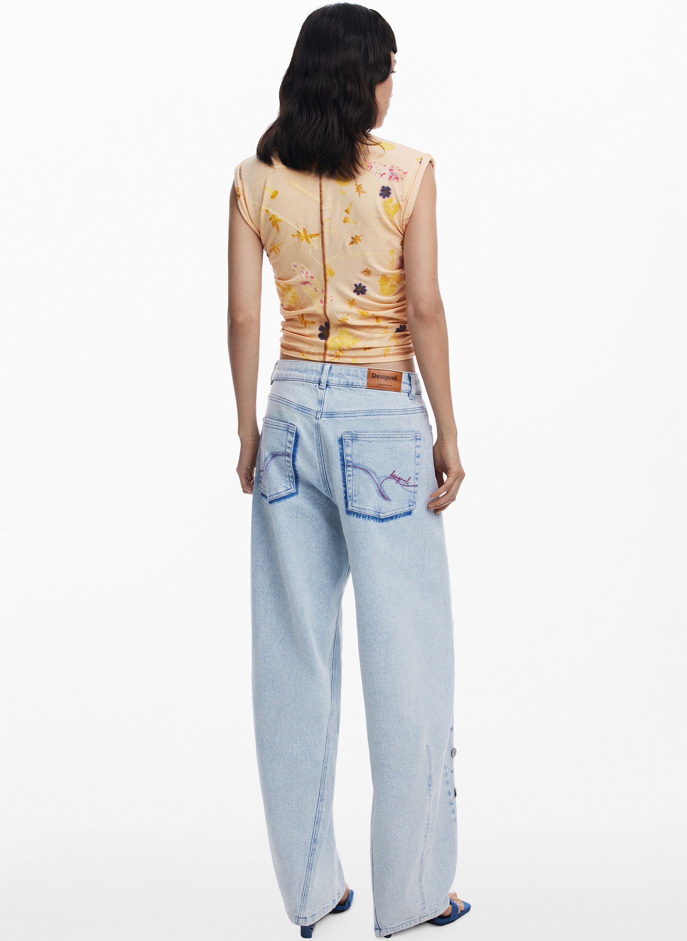 Top sans manches froncé à motifs DESIGUAL Blanc