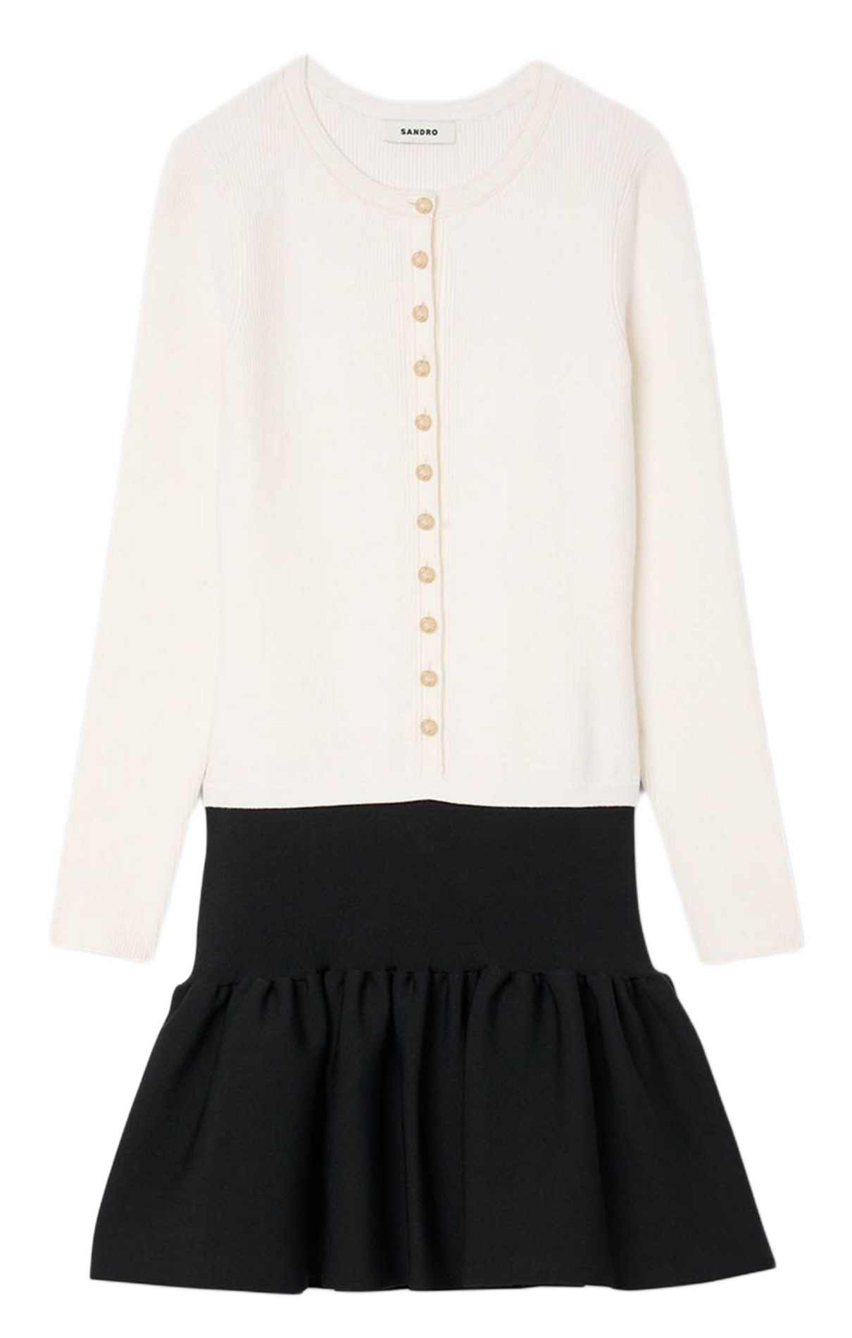 Robe courte col rond SANDRO Blanc