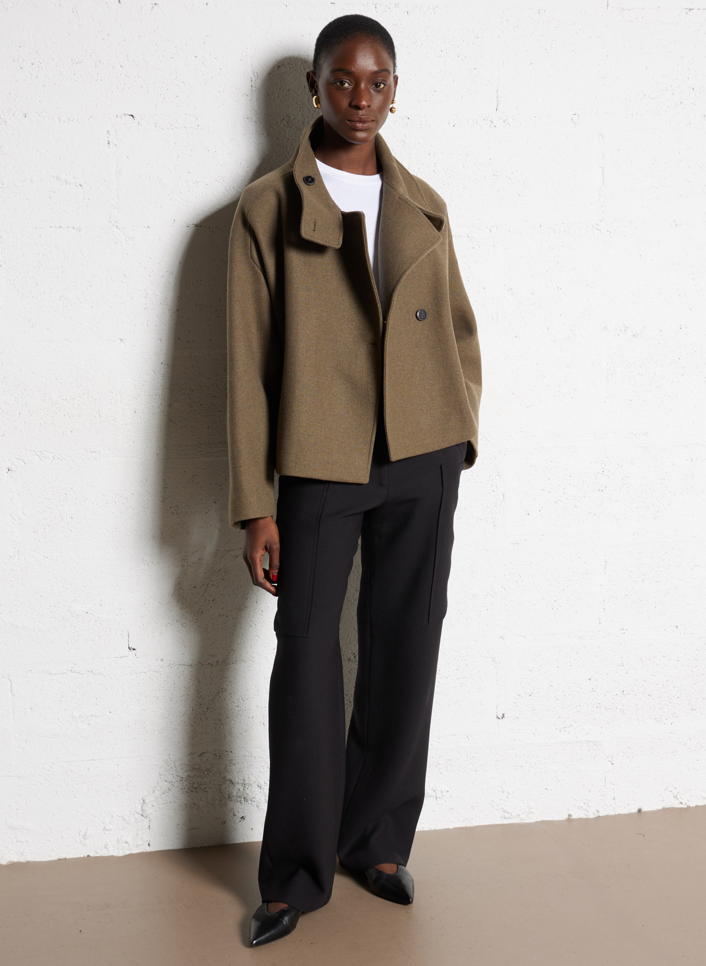 Pointed flat leather ballerina shoes BOCAGE Black