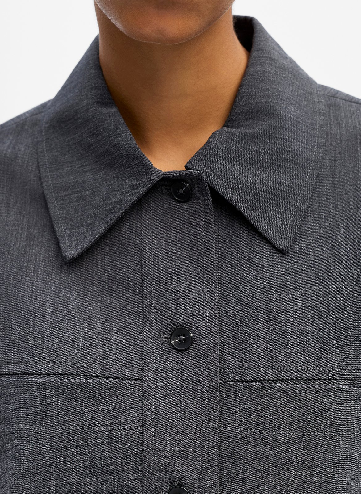 Chemise courte col classique OBJECT Gris