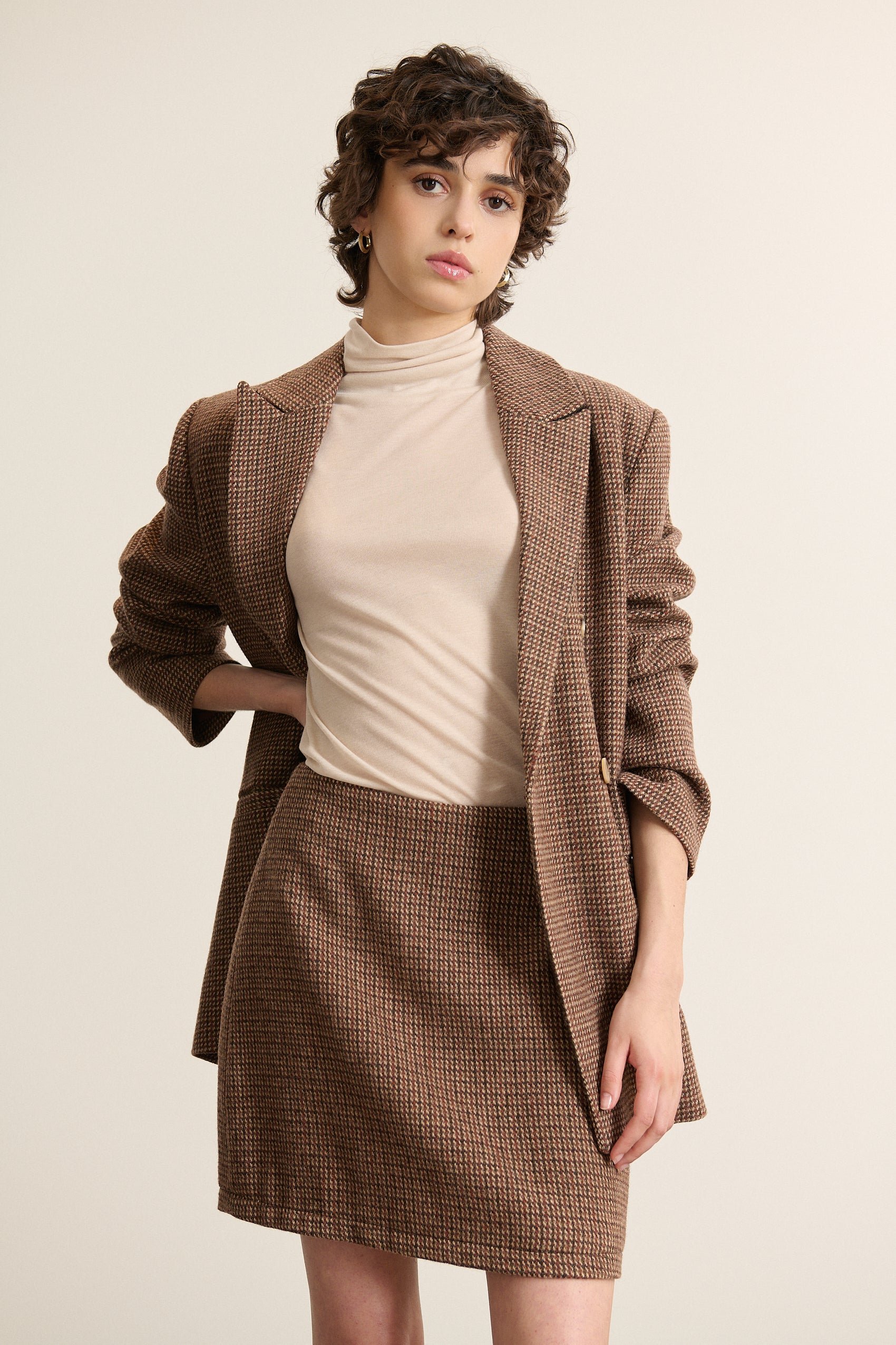 Short wool-blend skirt GARANCE PARIS Brown