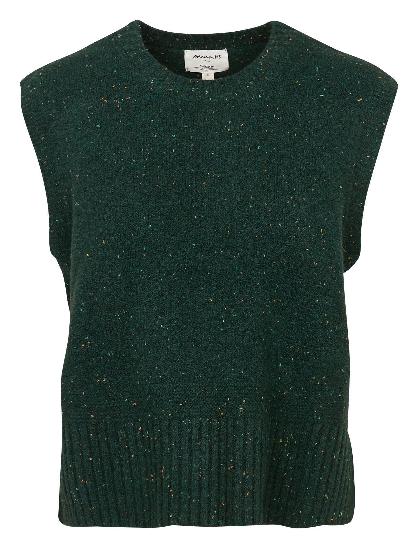 Pull col rond sans manches moucheté  MAISON 123 Vert