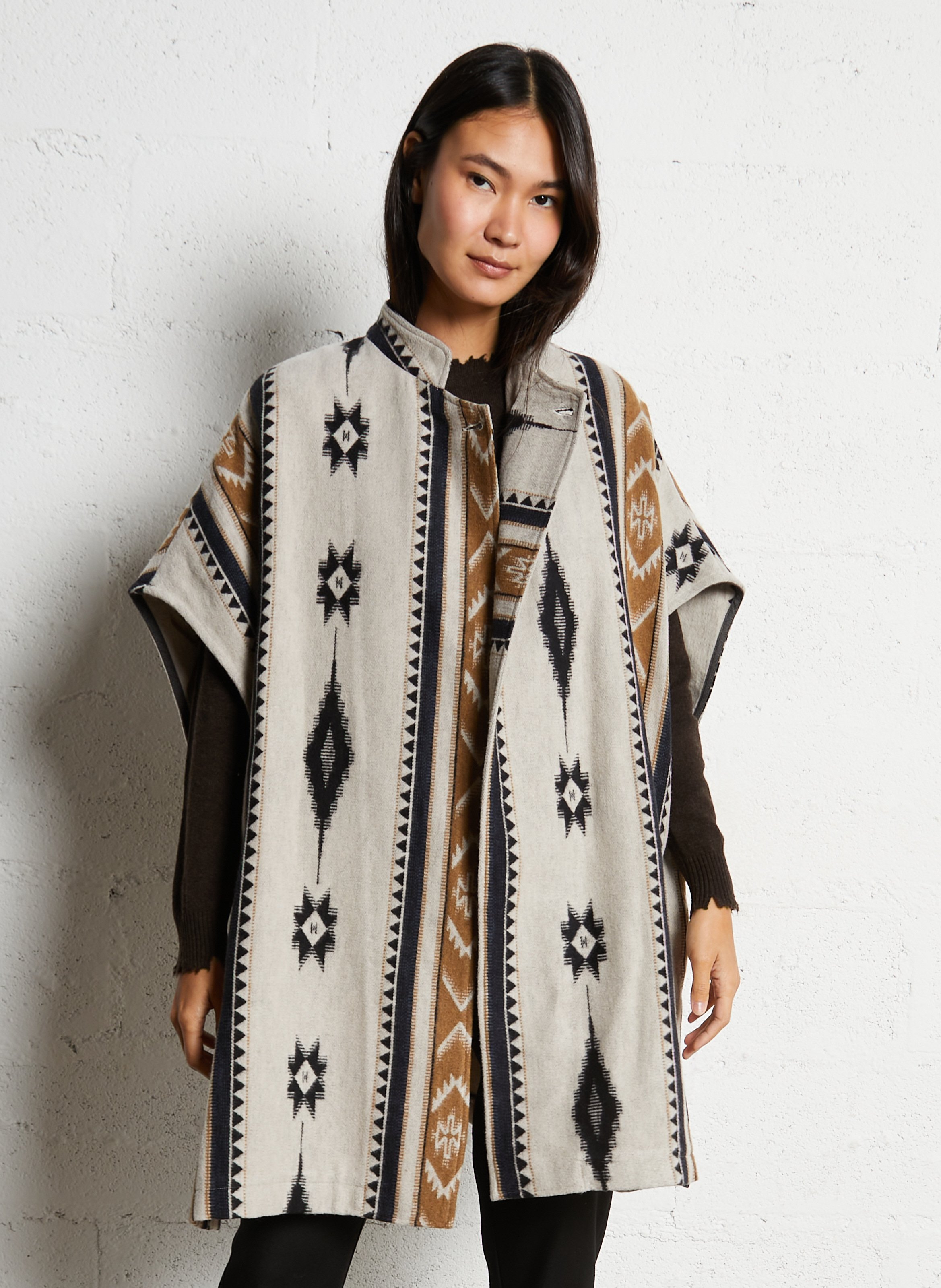 Aztec pattern poncho Blue