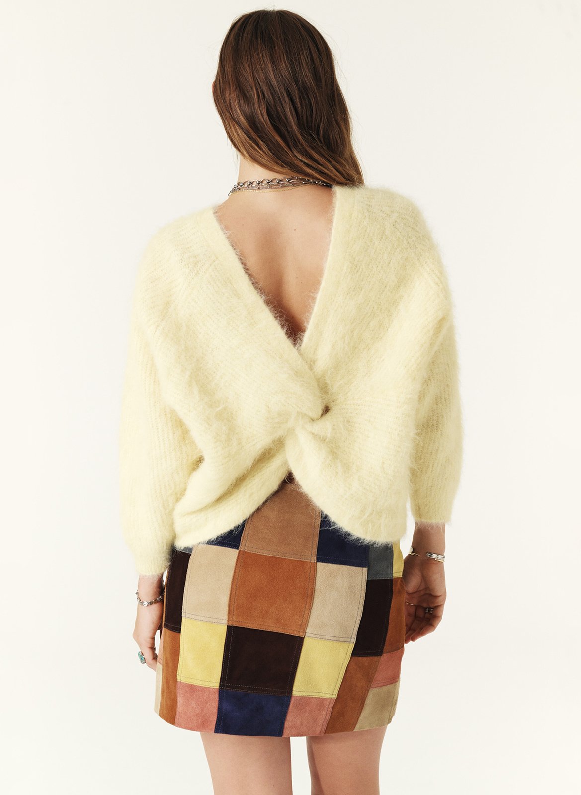 Pull col rond en alpaga mélangée BA&SH Beige