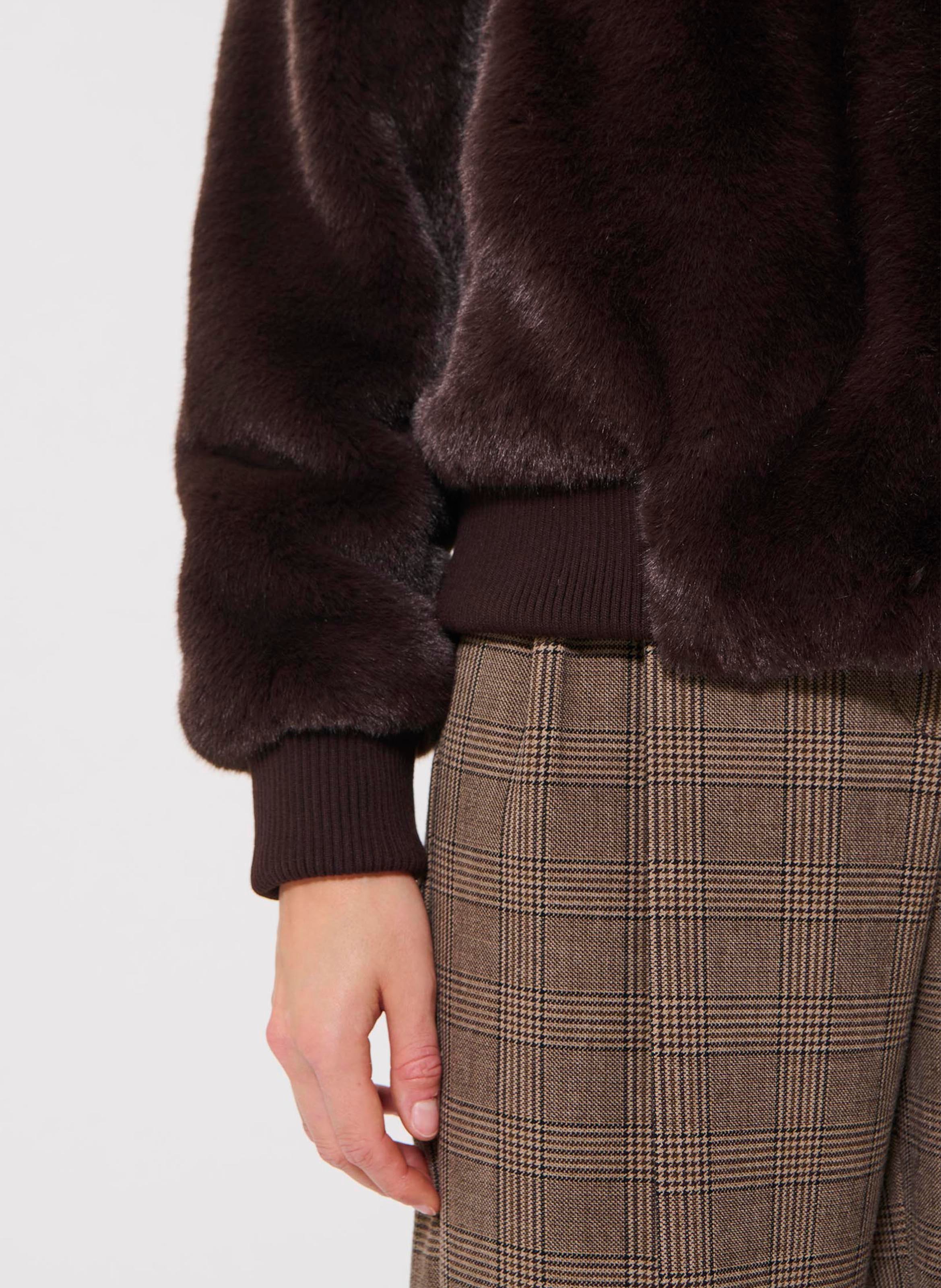 Giacca con collo alto effetto pelliccia TARA JARMON Marrone