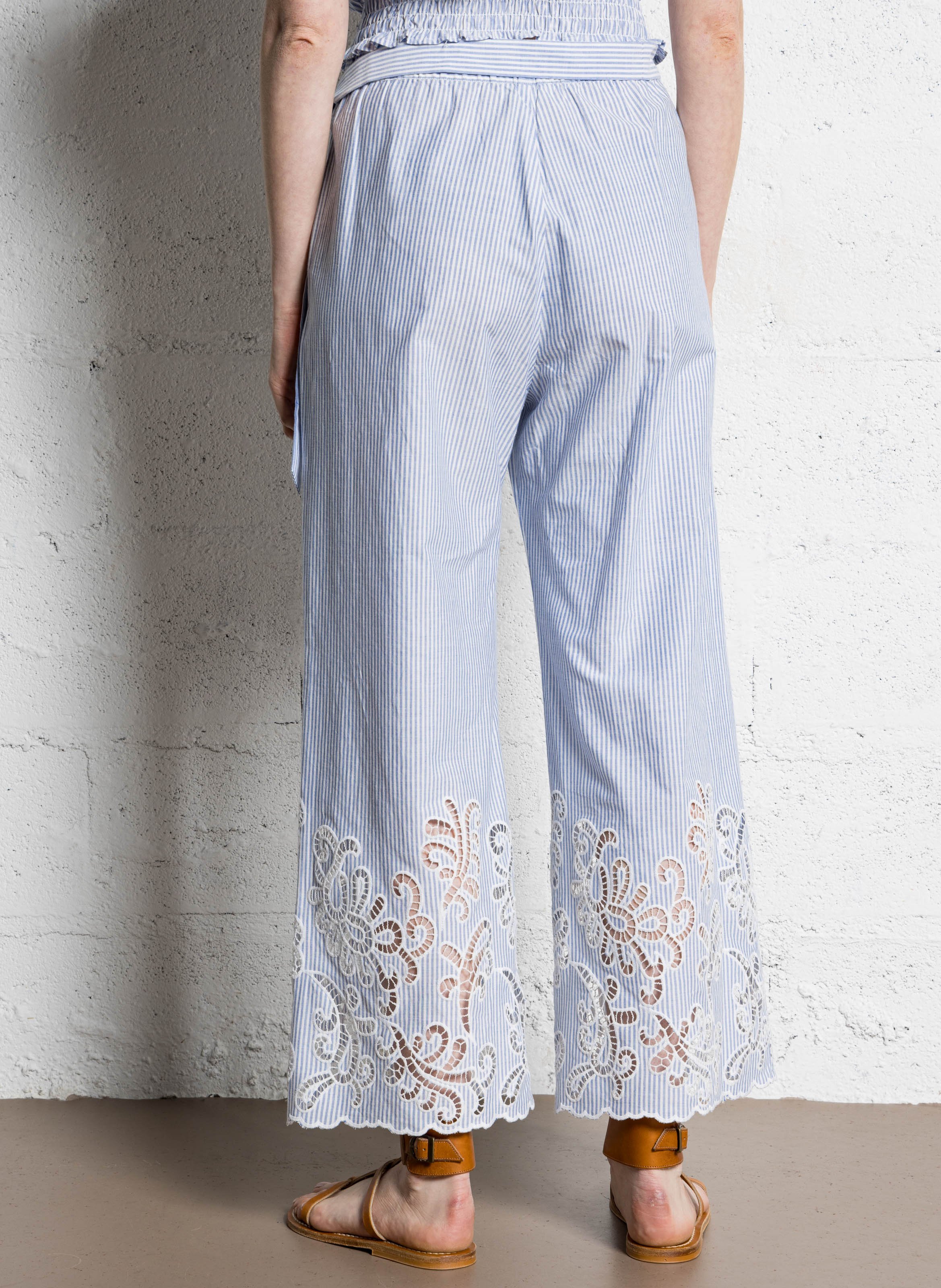 Pantalon large à rayures SUNCOO Bleu