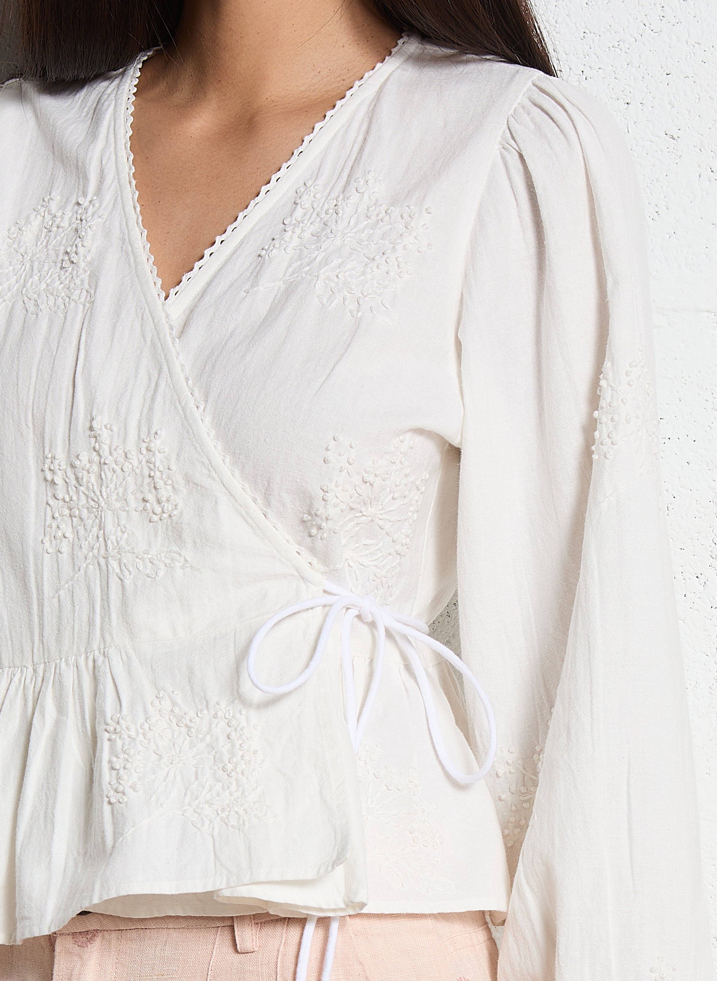 Wickeloberteil aus Baumwollmischung MAISON HOTEL Weiss