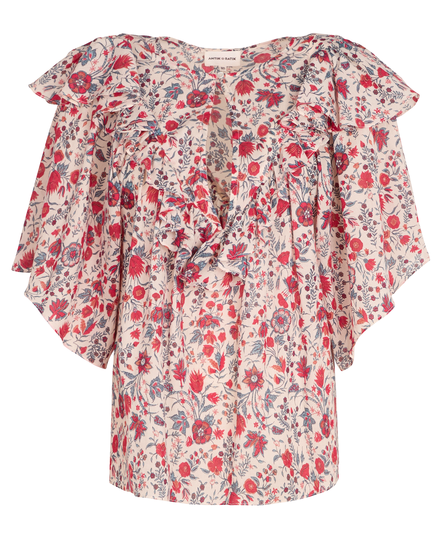 Baumwollbluse mit Rundhalsausschnitt ANTIK BATIK Mehrfarbig