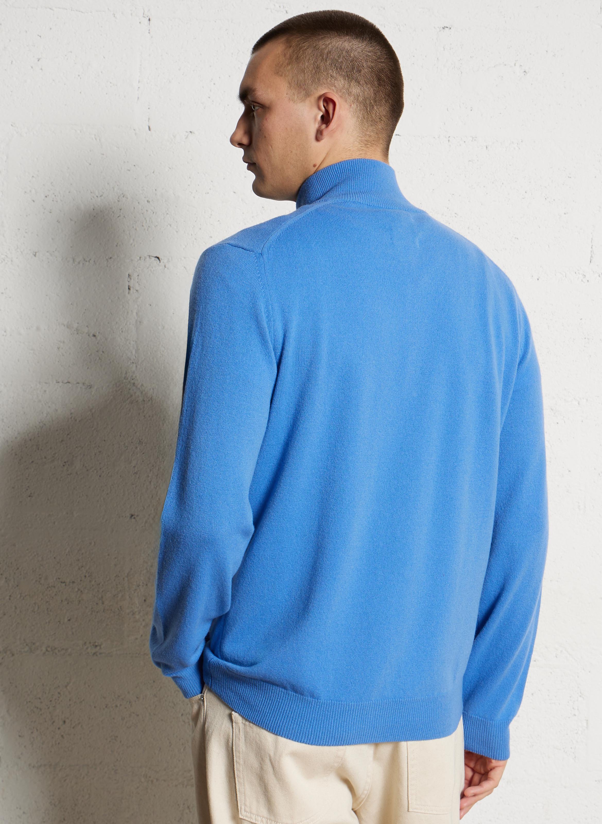 High-neck wool sweater with zip GANT Blue