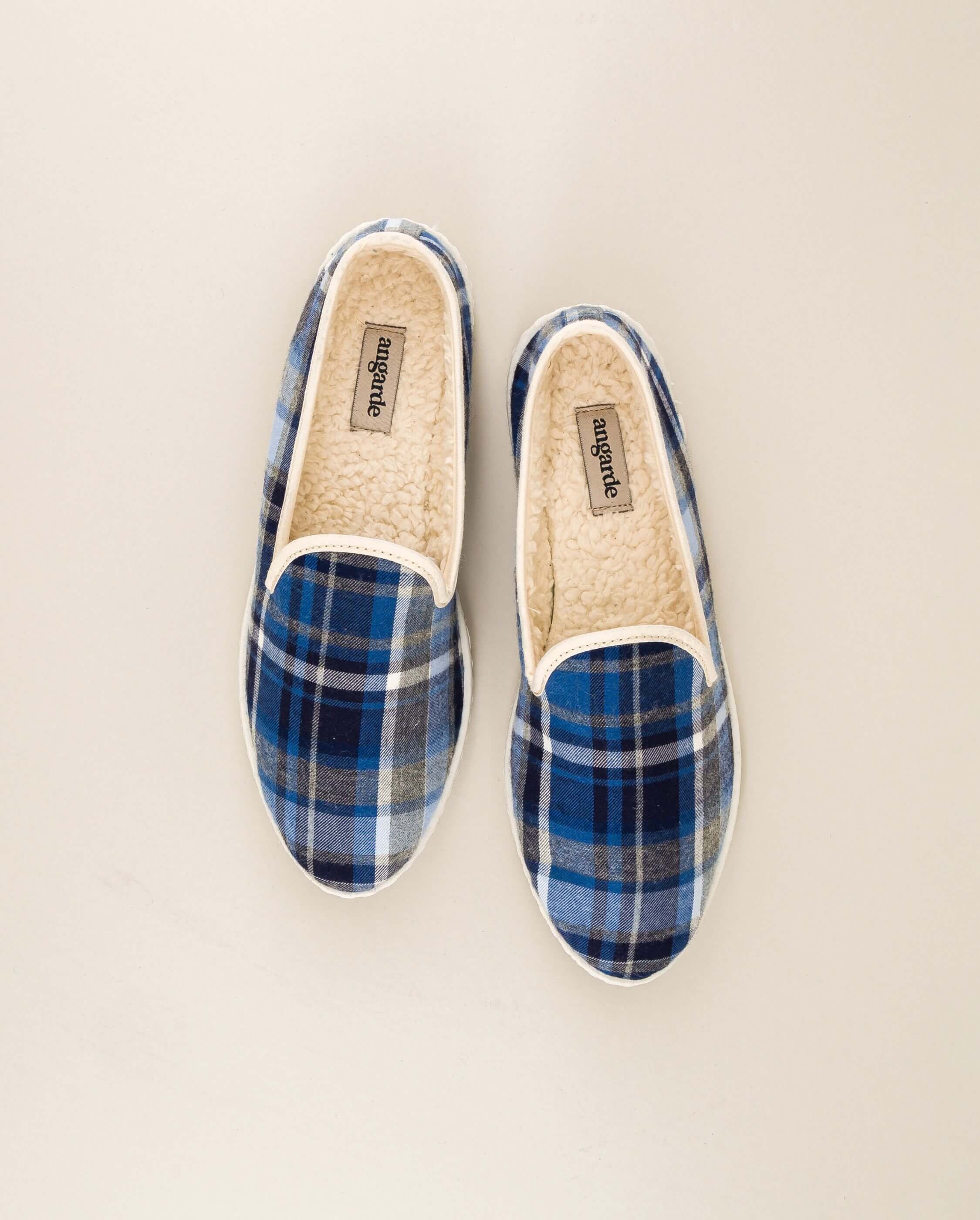 Women's organic cotton slipper, blue tartan ANGARDE Blue