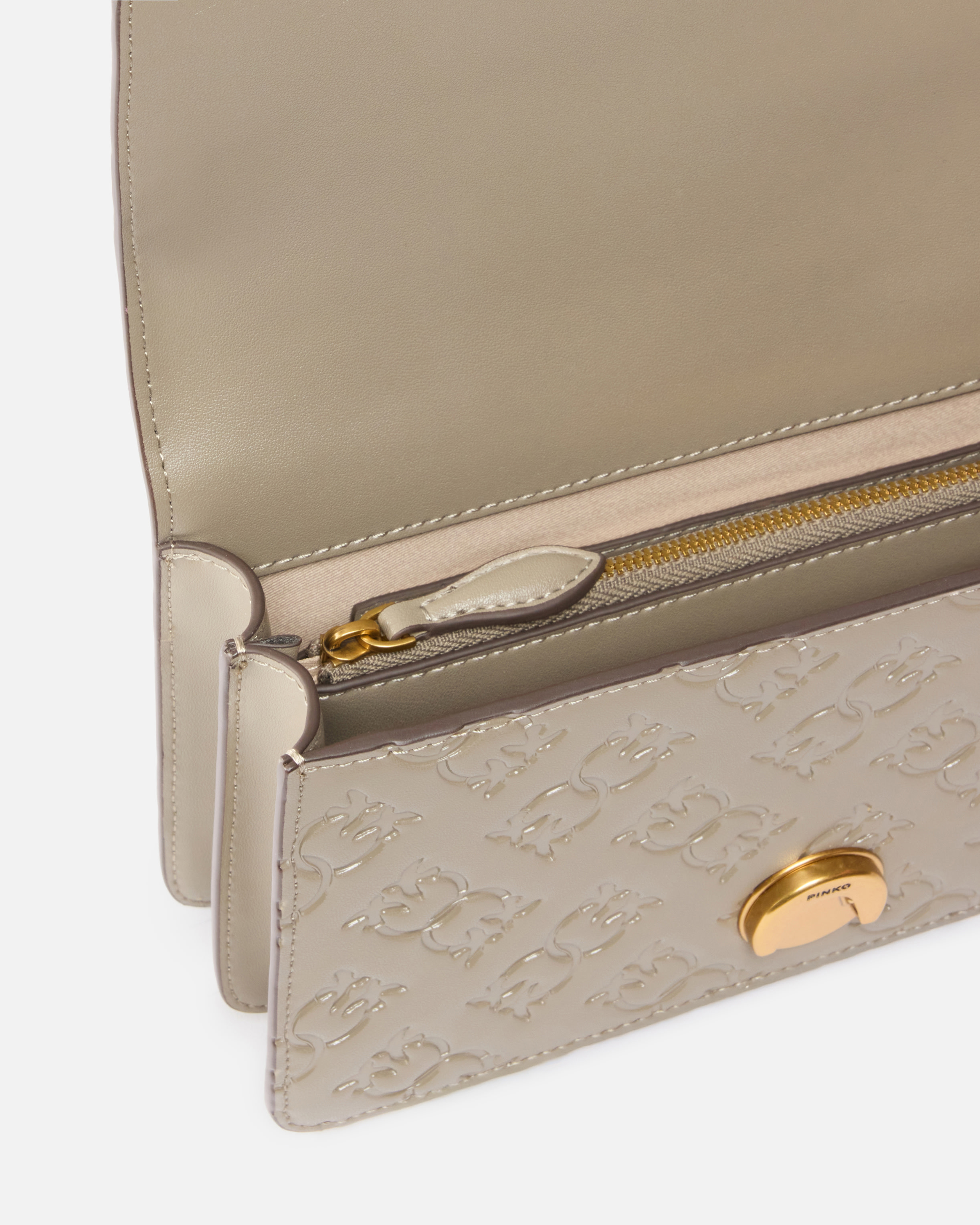 Mini shoulder bag with embossed logo love bag PINKO Brown