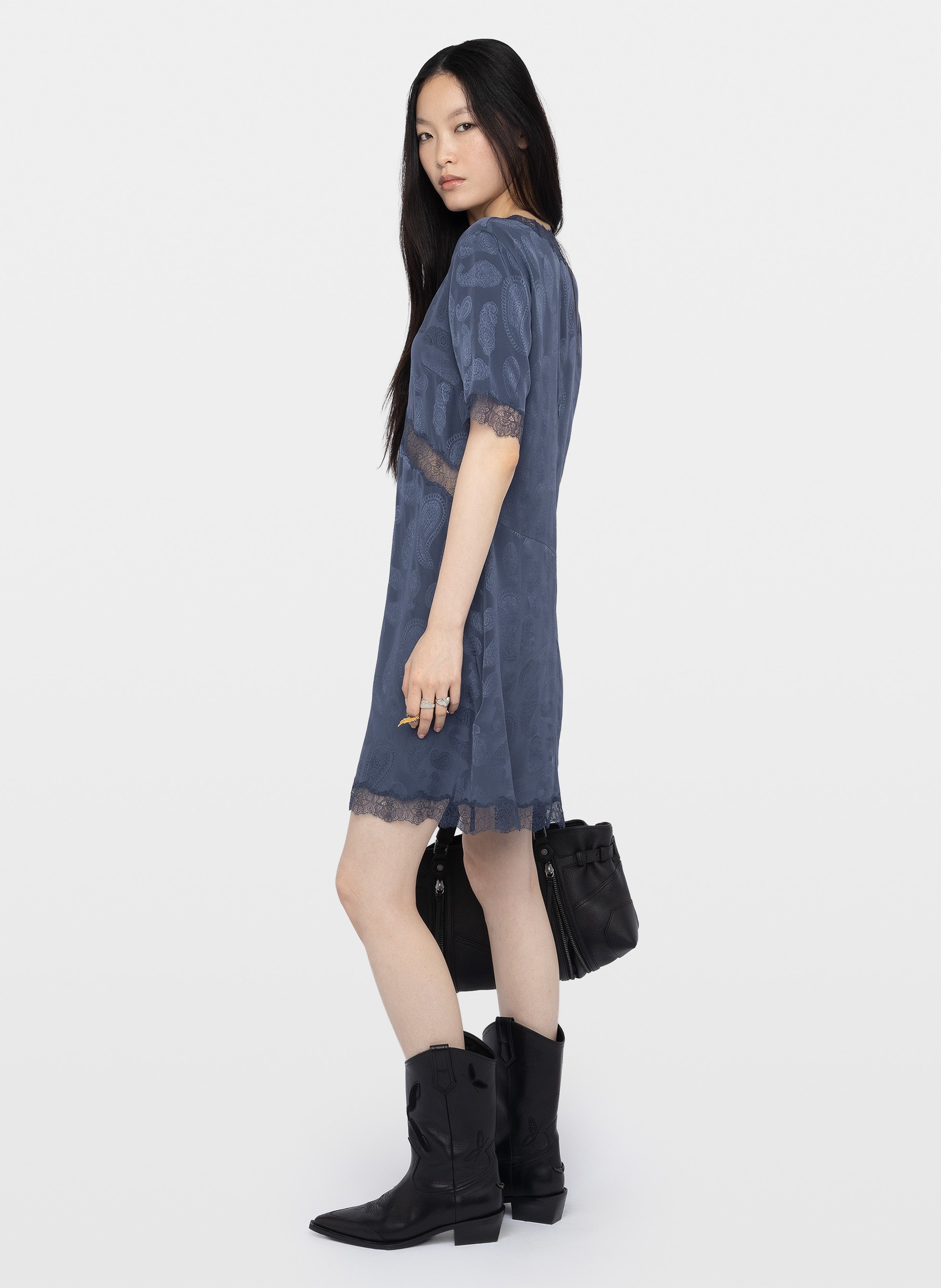 Robe courte droite en soie ZADIG&VOLTAIRE Bleu