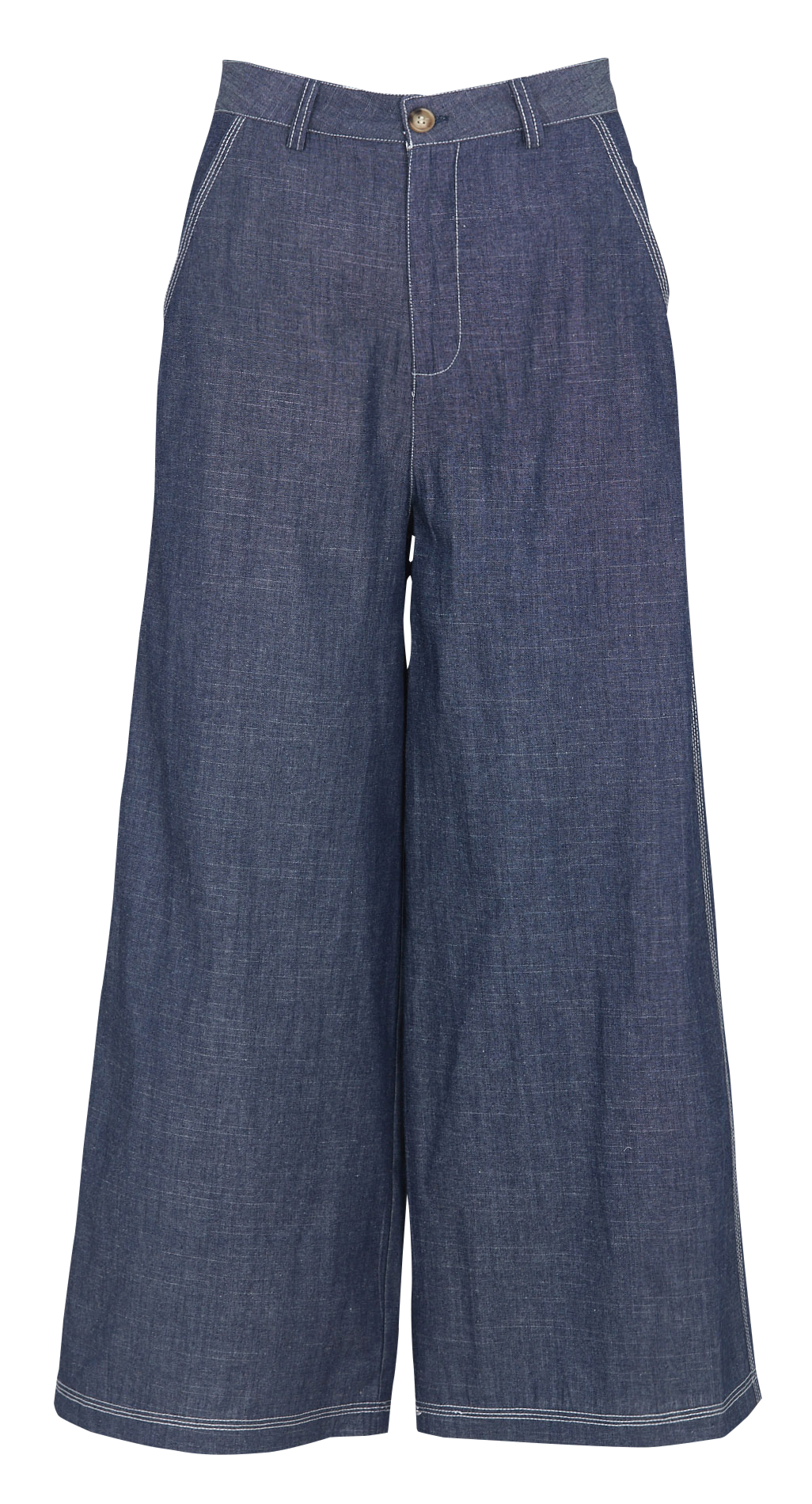 Wide-leg stitched denim trousers THE KORNER Blue