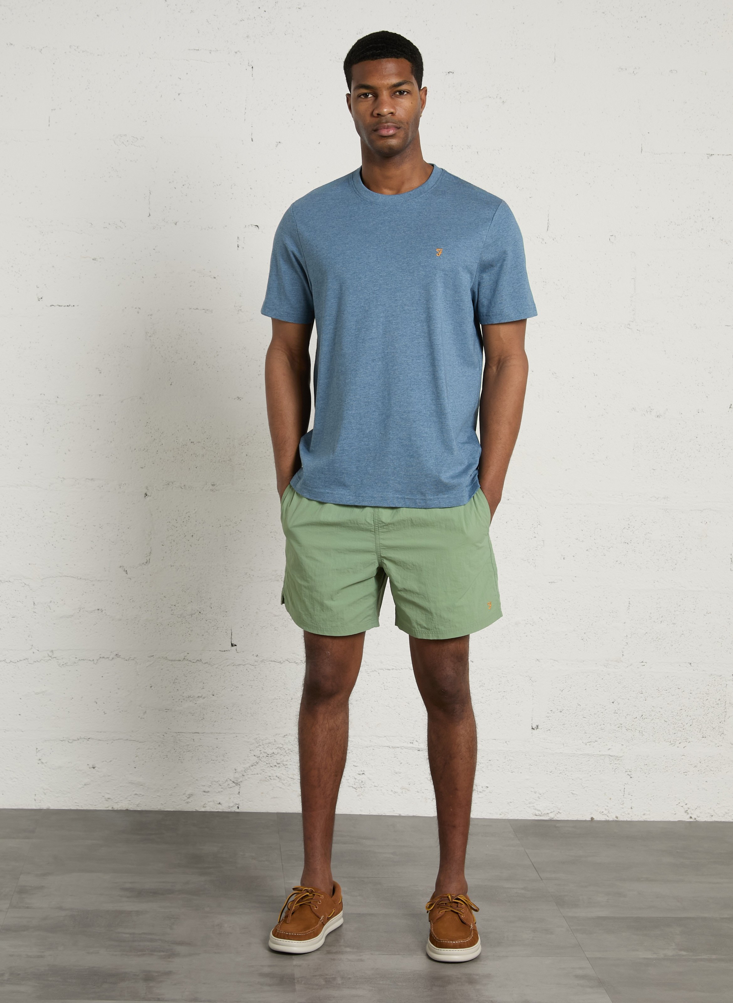 Tee-shirt col rond en coton bio FARAH Bleu