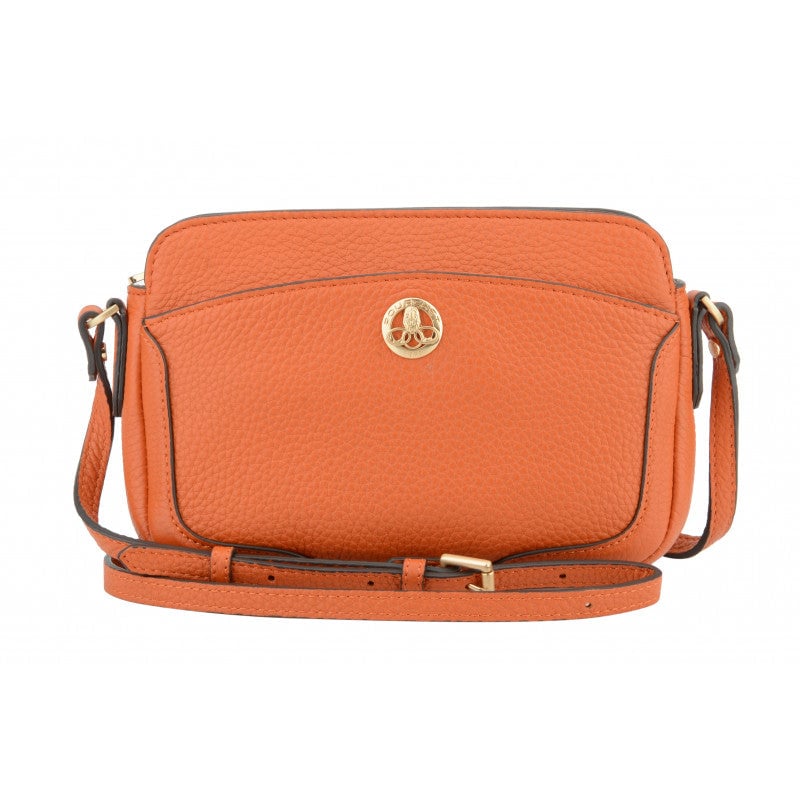 Crossbody bag in cowhide leather OrangePOURCHET