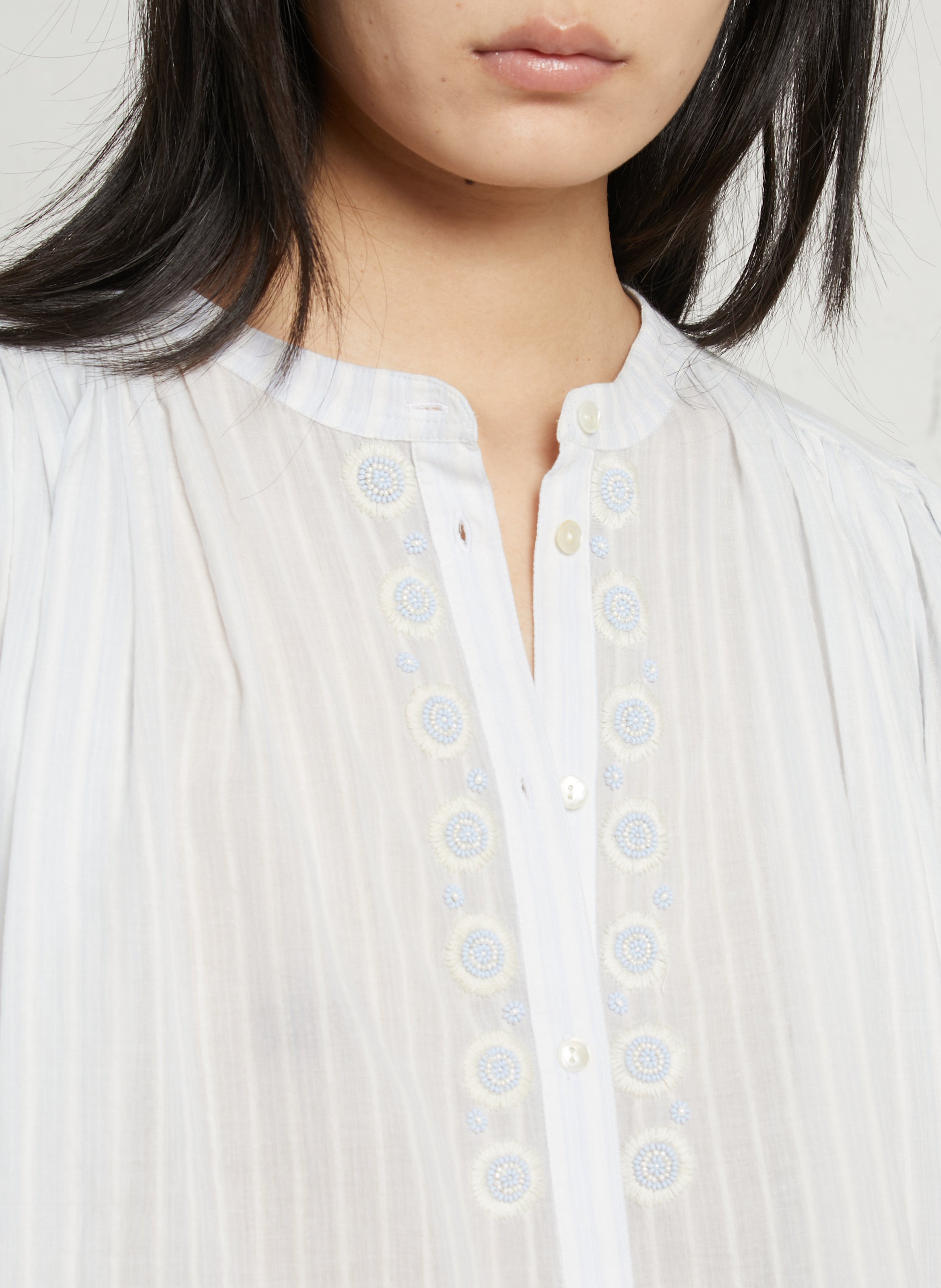 Baumwollbluse mit Rundhalsausschnitt BELLA JONES Blau