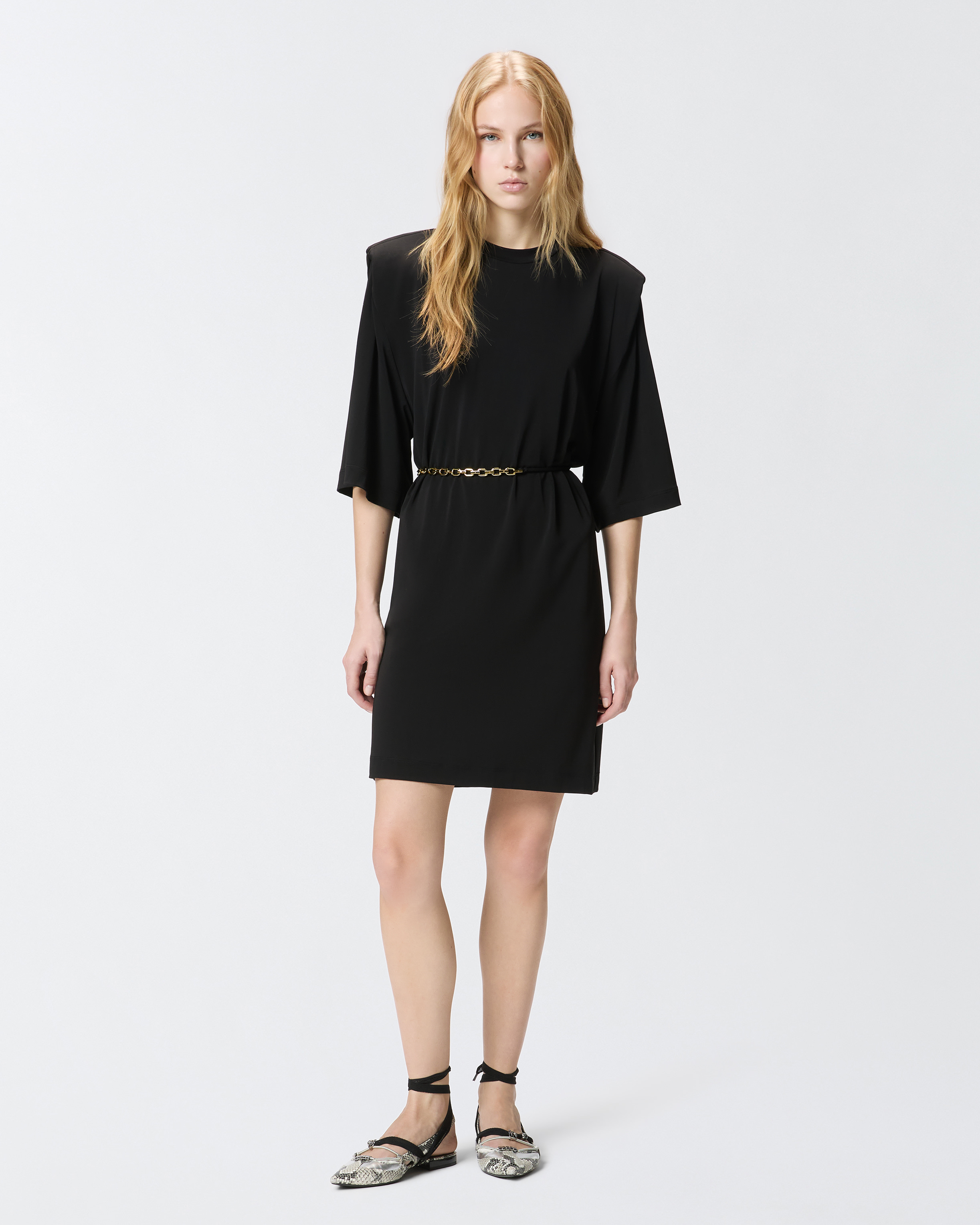 Robe courte avec épaules structurées et chaîne PINKO Noir